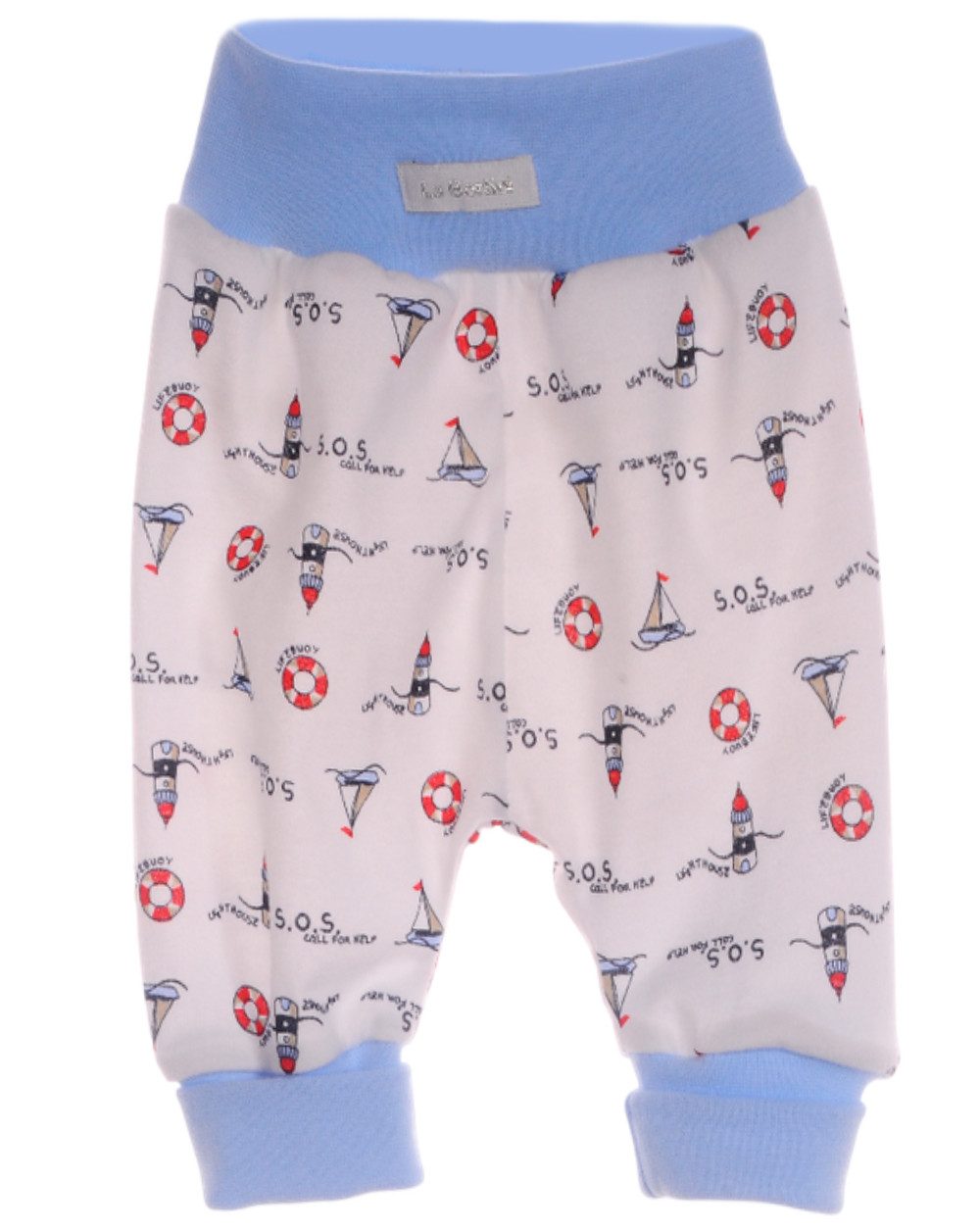 Schlupfhose Baby Hose für Neugeborene Erstlingshose in weiß blau