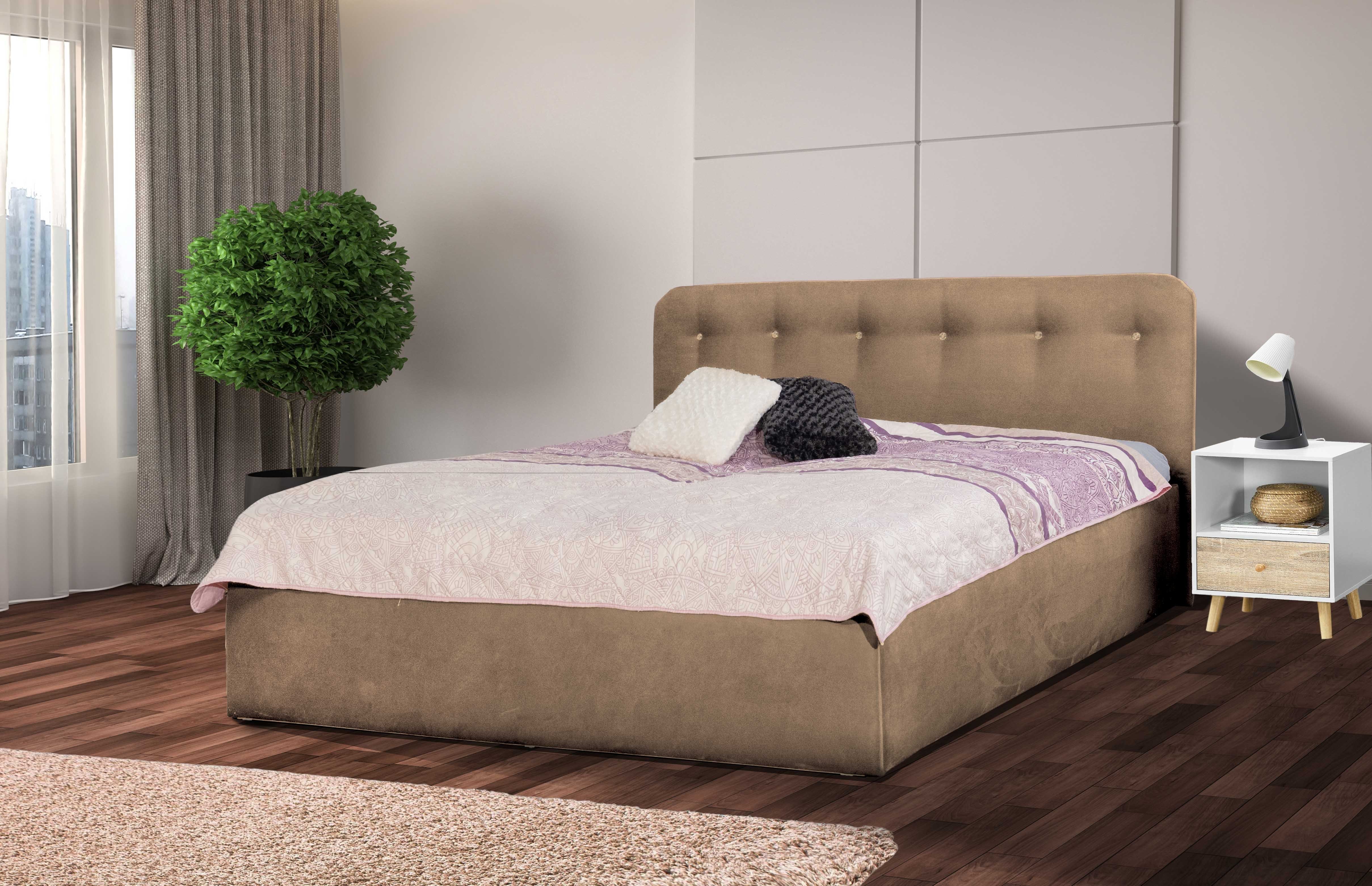 Halmon Schlafkomfort Betten Polsterbett Monako (Set, Bett), Ausführung mit Kristalle-Knöpfe oder Polester-Knöpfe Cappuccino