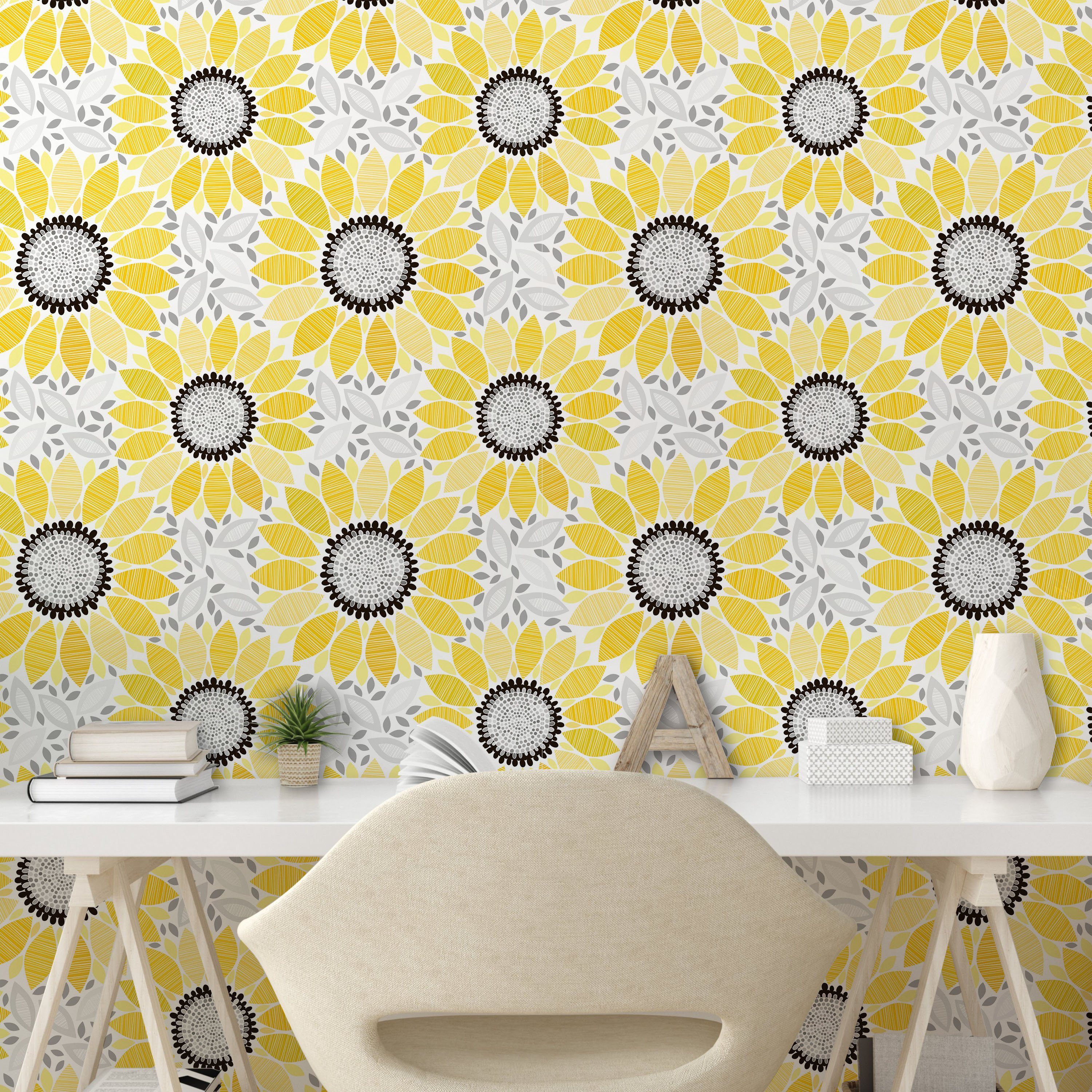 Küchenakzent, Gelb Vinyltapete selbstklebendes Sun-Blumen-Natur-Kunst Wohnzimmer Abakuhaus