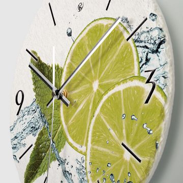 Kreative Feder Wanduhr Wanduhr „Limette“ aus Stein (Keramik) in Schiefer-Optik (ohne Ticken; Funk- oder Quarzuhrwerk; ⌀ 30cm; außergewöhnlich)