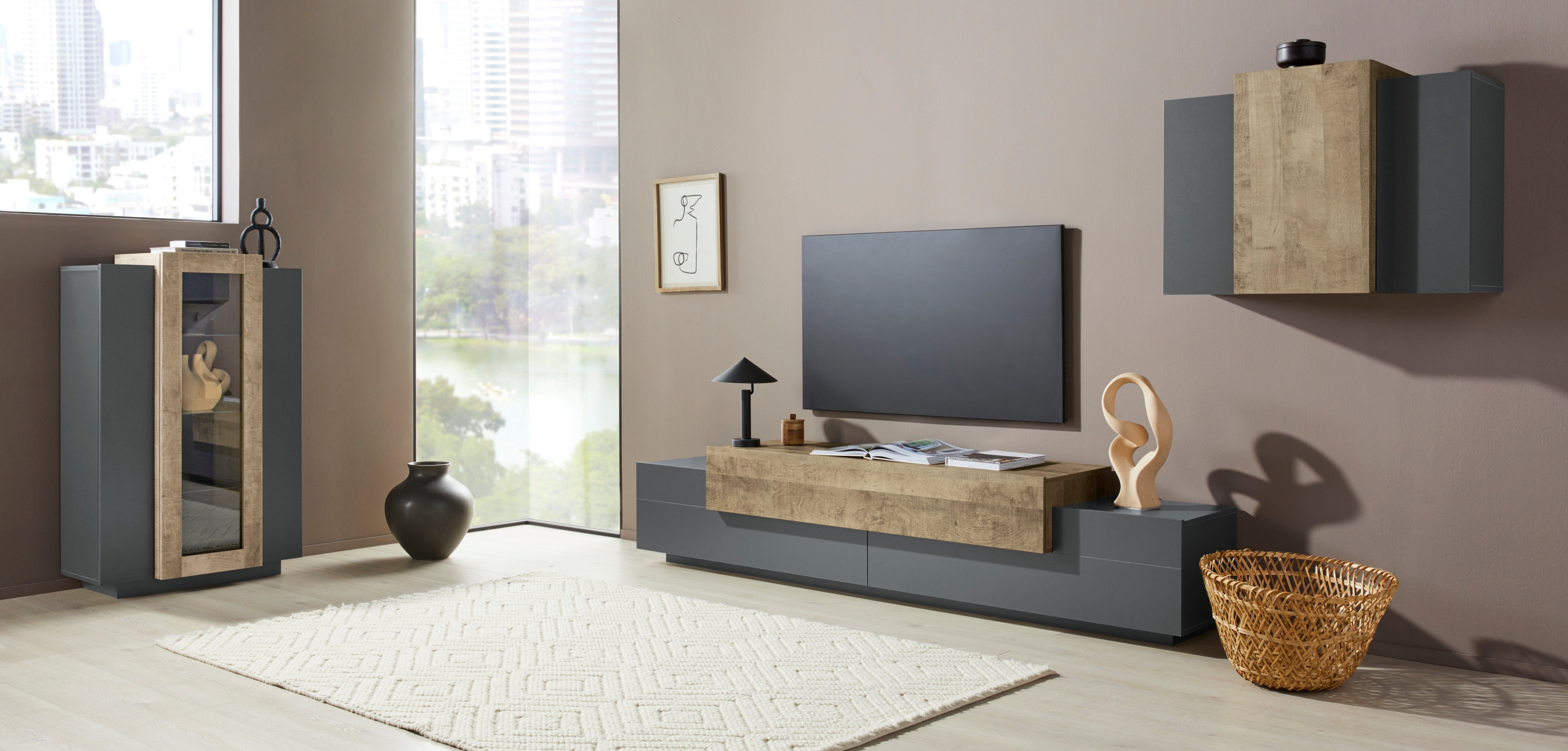 INOSIGN Vitrine Coro, Vitrine, Glasvitrine, Vitrinenschrank, Stauraumvitrine 3 Türen davon 1 Glastür, 9 Fächer, Doppeltiefe, Höhe 120,5cm