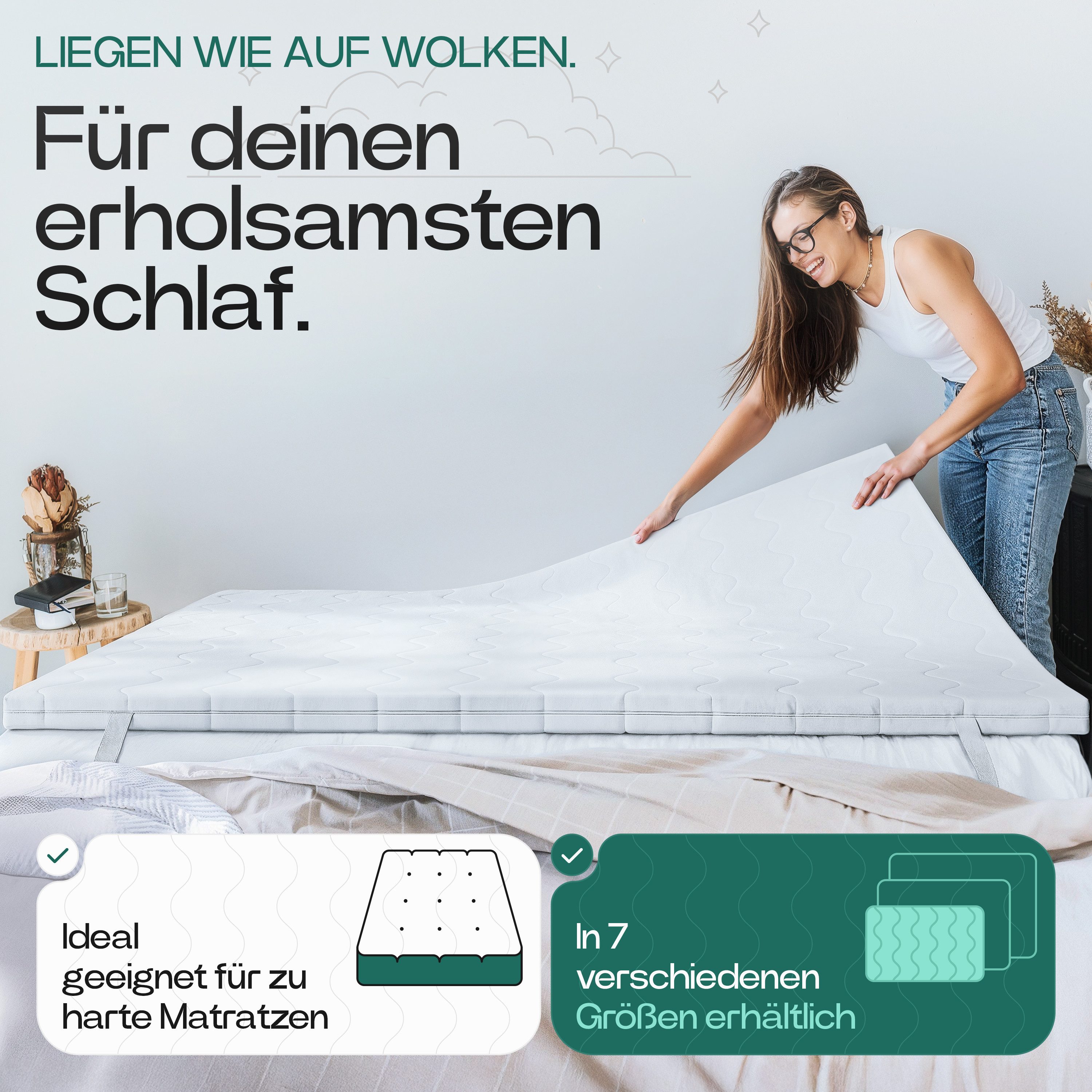 KNERST, Topper Matratzentopper 5cm Höhe, Atmungsaktiv, Pflegeleicht, Polyur günstig online kaufen