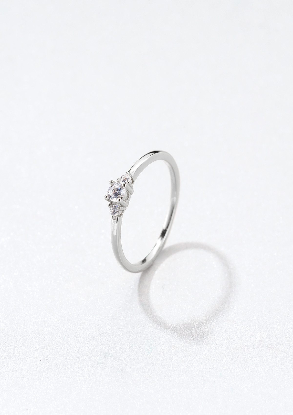 Hey Happiness Fingerring Drei Zirkon Trauring, 925 Silber 18K Roségold Verg günstig online kaufen
