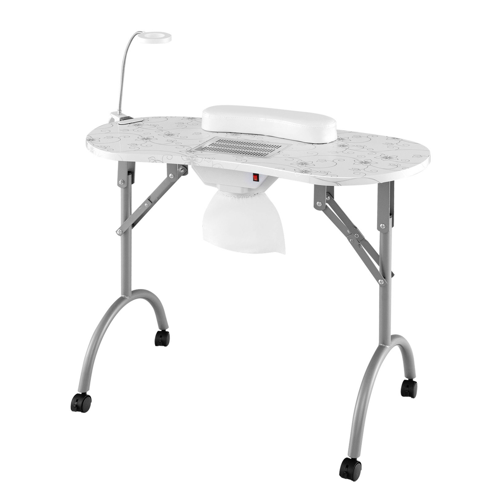 COSTWAY Maniküre-Pediküre-Set, Maniküretisch klappbar mit LED