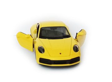 Welly Modellauto PORSCHE 911 Carrera 4S Sportwagen aus Metall Modell Auto 85 (Gelb), Modellauto Spielzeugauto Kinder Geschenk