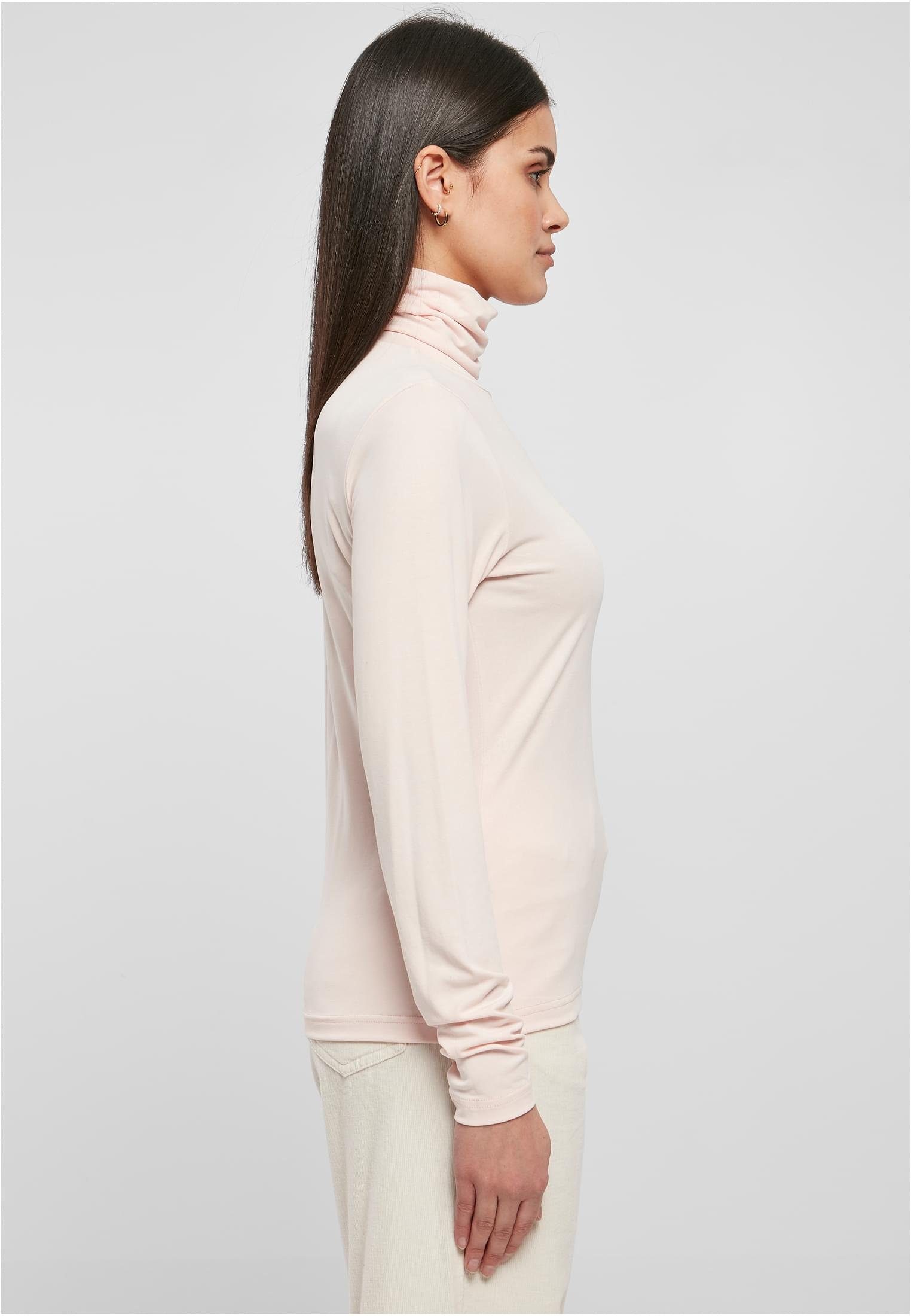Damen Ladies Langarmshirt pink CLASSICS URBAN (1-tlg) Longsleeve Turtleneck Modal