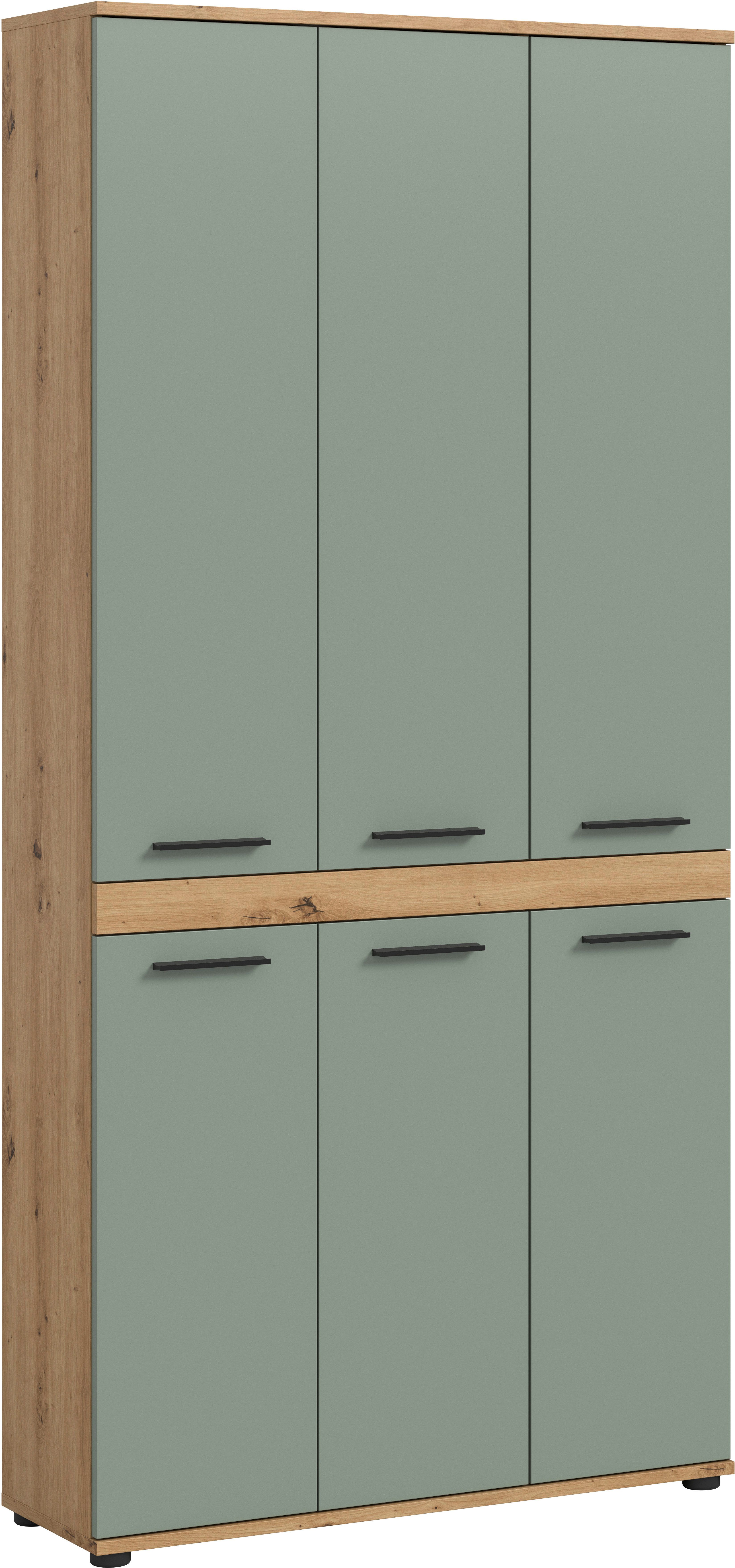welltime Hochschrank LUCCA, Breite 90cm, 6 Türen, 10 Fächer, 6 Einlegeböden (große Typenauswahl, individuell mit weiteren Artikel kombinierbar) Badschrank, Badmöbel, Badezimmer, Universalschrank, Mehrzweckschrank