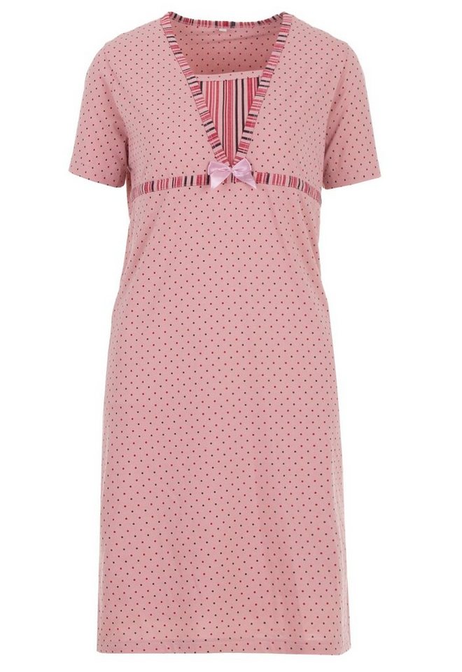 zeitlos Nachthemd Damen Kurzarm Lagenlook Punkte Nachthemd