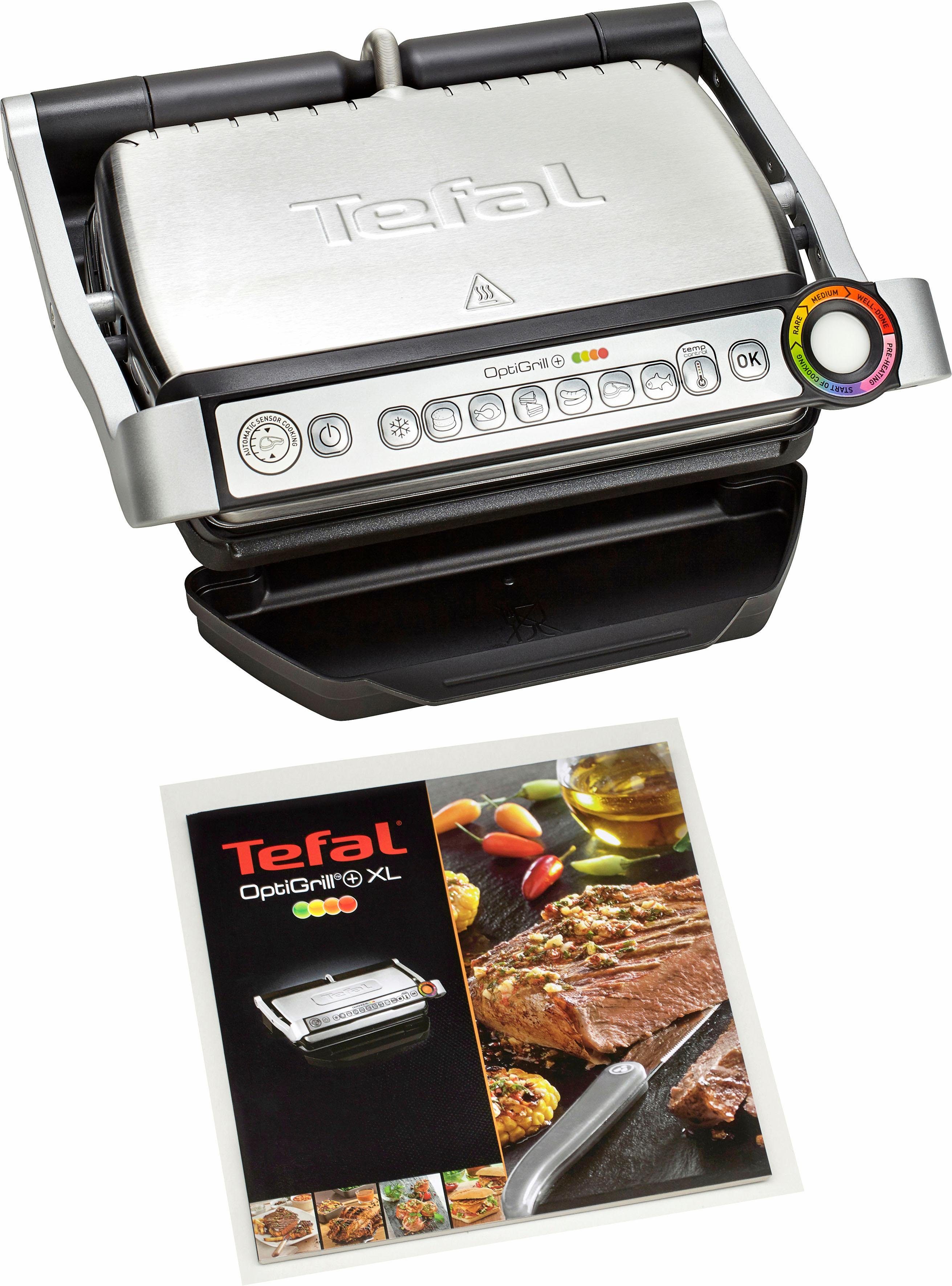 Tefal Kontaktgrill GC712D OptiGrill+, 2000 W, 6 Grillprogramme, passt Temperatur + Grillzyklus ans Grillgut an