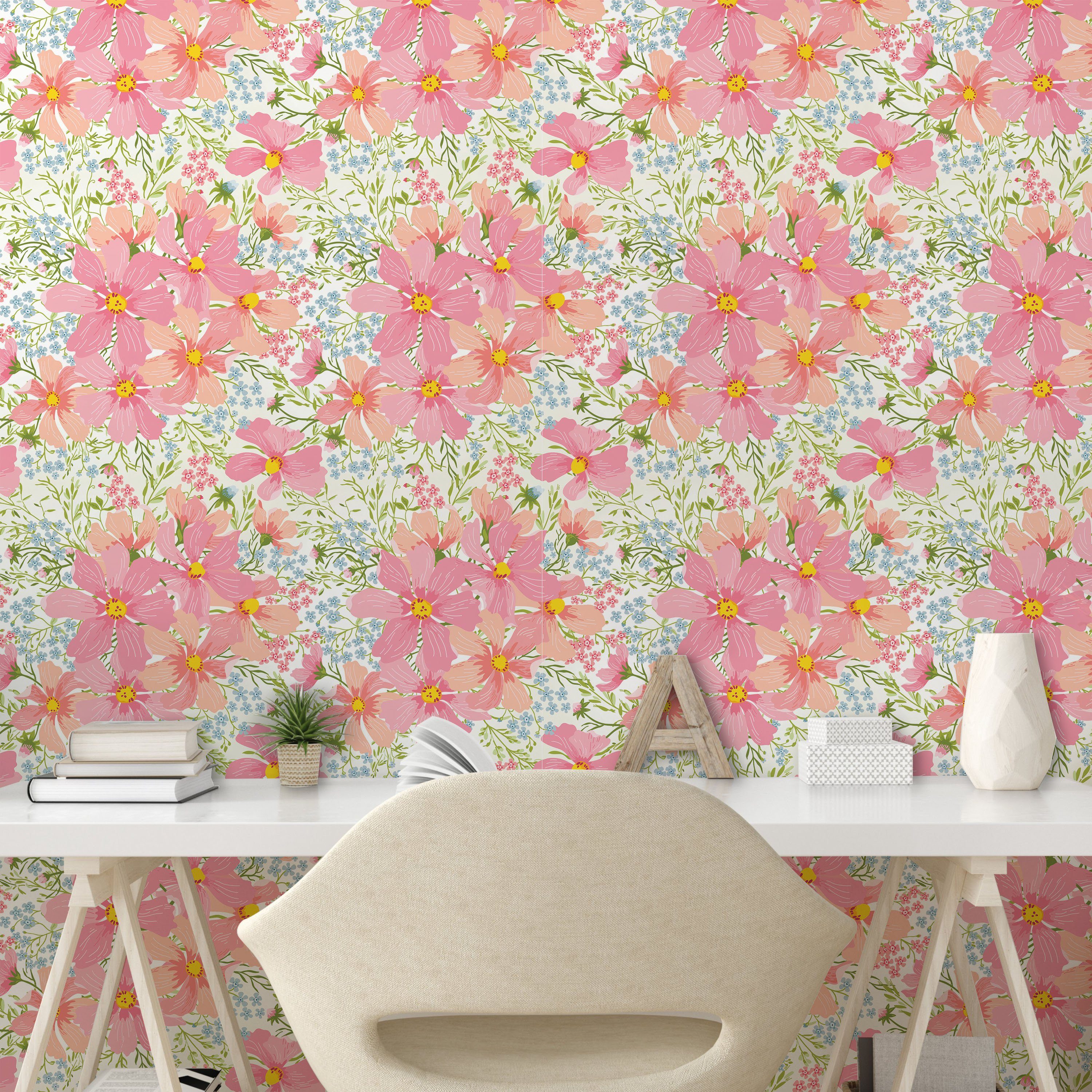 Kräuter Küchenakzent, Vinyltapete und selbstklebendes Pastell Abakuhaus Frühlings-Blumen Wohnzimmer