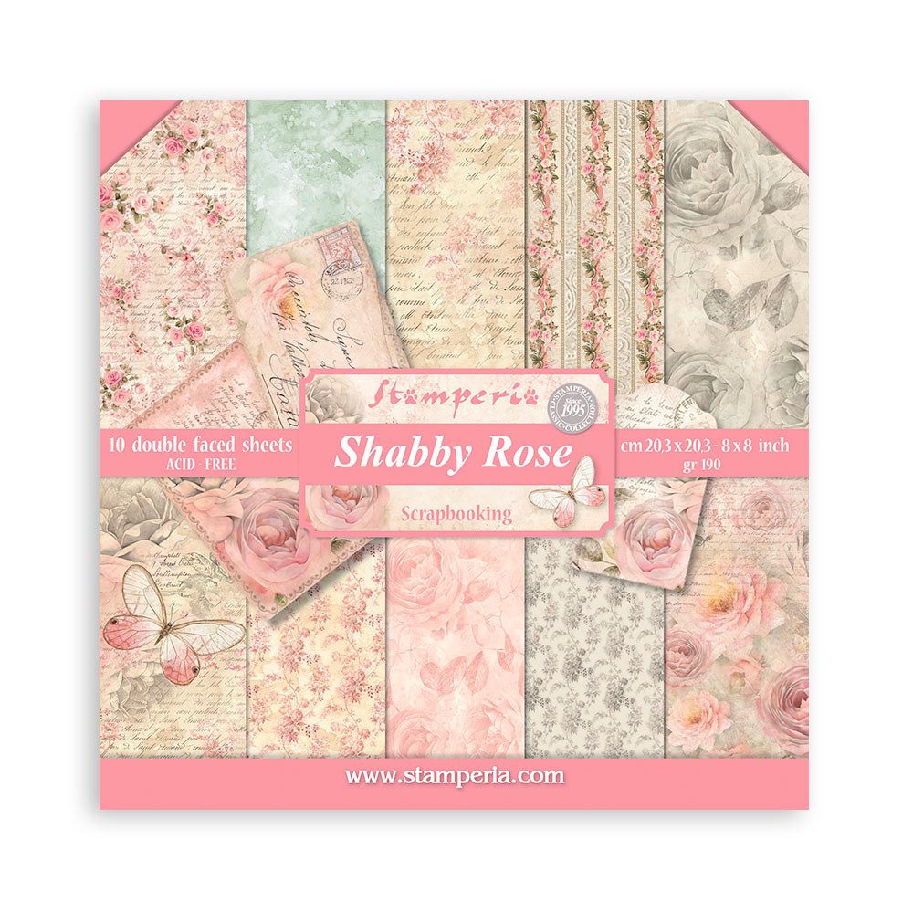 Stamperia Motivpapier Shabby Rose, L 20,3 x B 20,3 cm, 190 g/m2