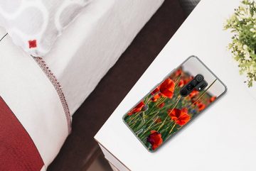 MuchoWow Handyhülle Blumen - Mohnblumen - Natur - Rot, Phone Case, Handyhülle Xiaomi Redmi 9, Silikon, Schutzhülle
