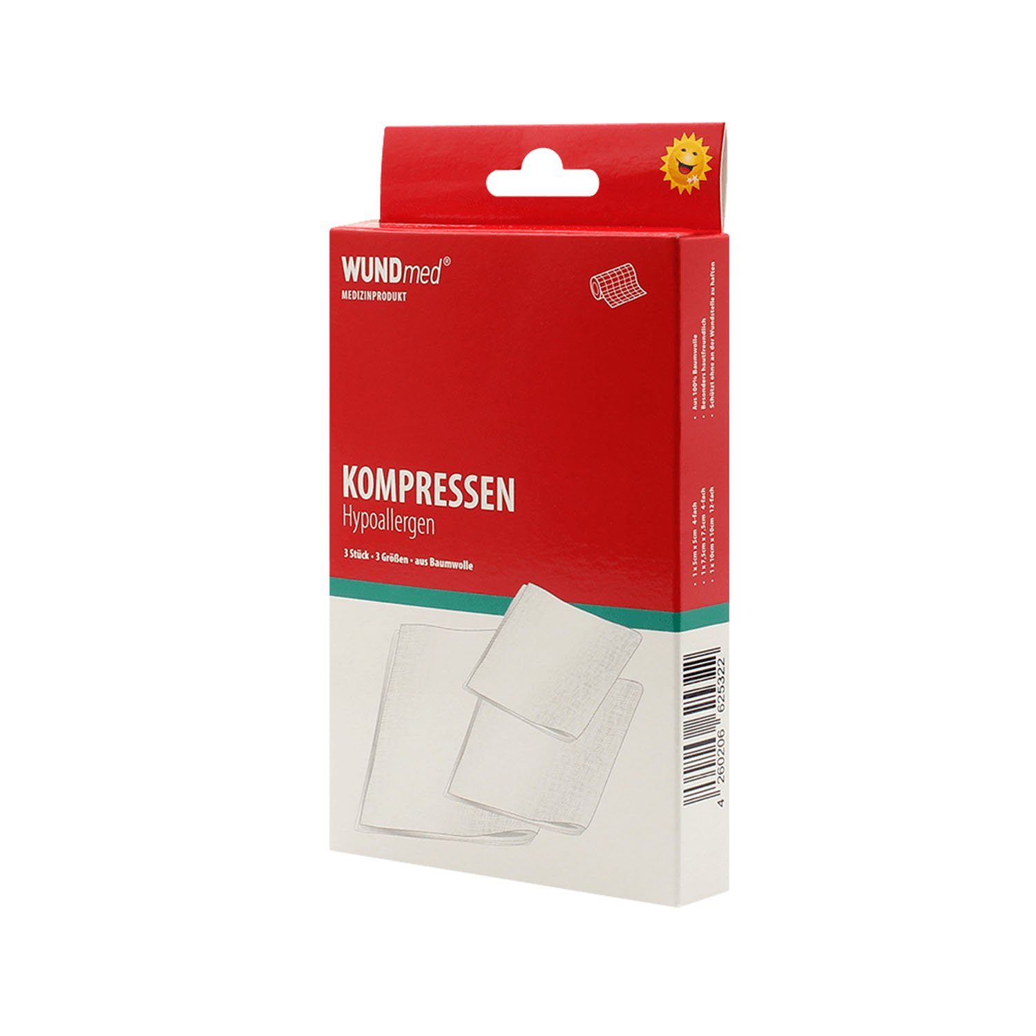 Wundmed Wundpflaster KOMPRESSEN Baumwolle steil 3 Größen 27 St Kompressen