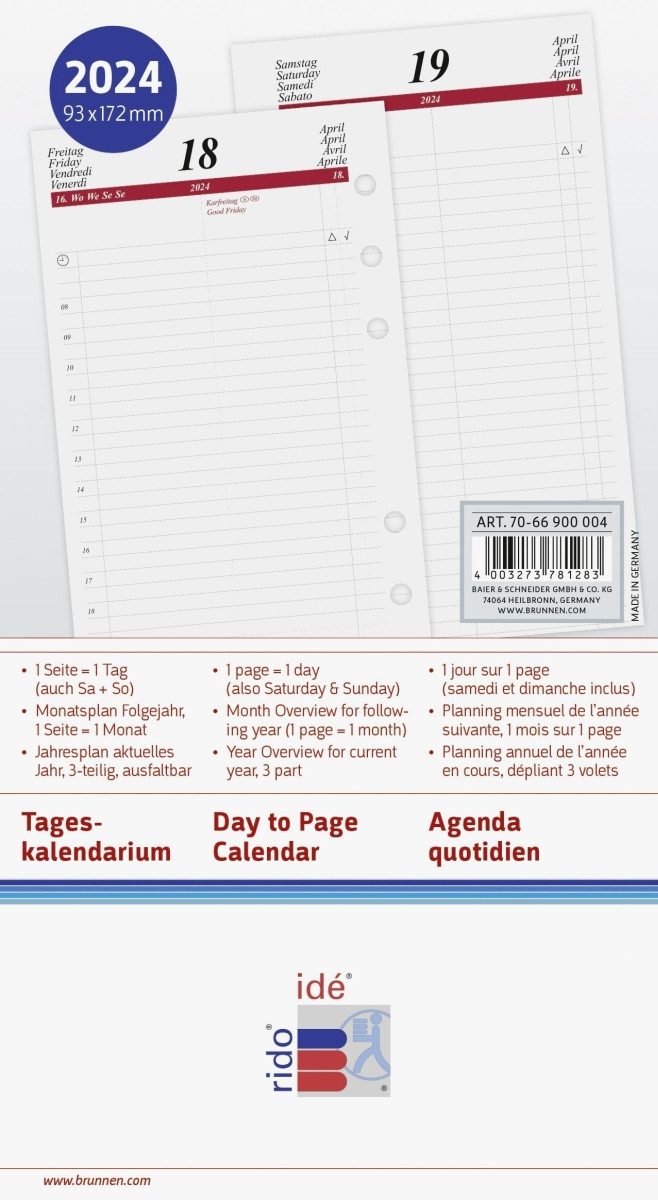 Ridoidé Calendario Semanal Planificador Modelo TM 15 2024 1 Página = 1 Semana Tamaño De Hoja 8