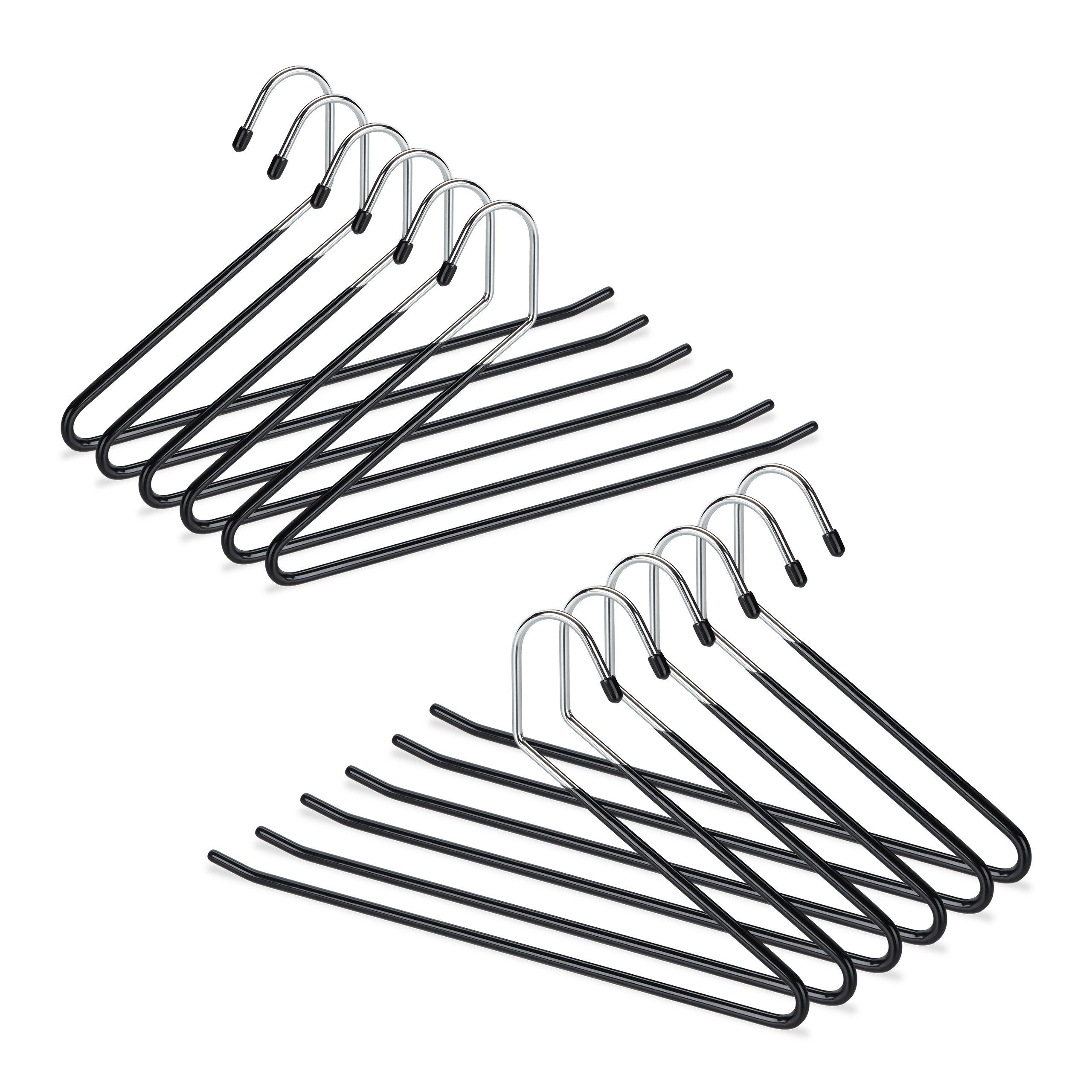 relaxdays Kleiderbügel Set schwarze Hosenbügel rutschfest, (12er Set, 12-tl günstig online kaufen