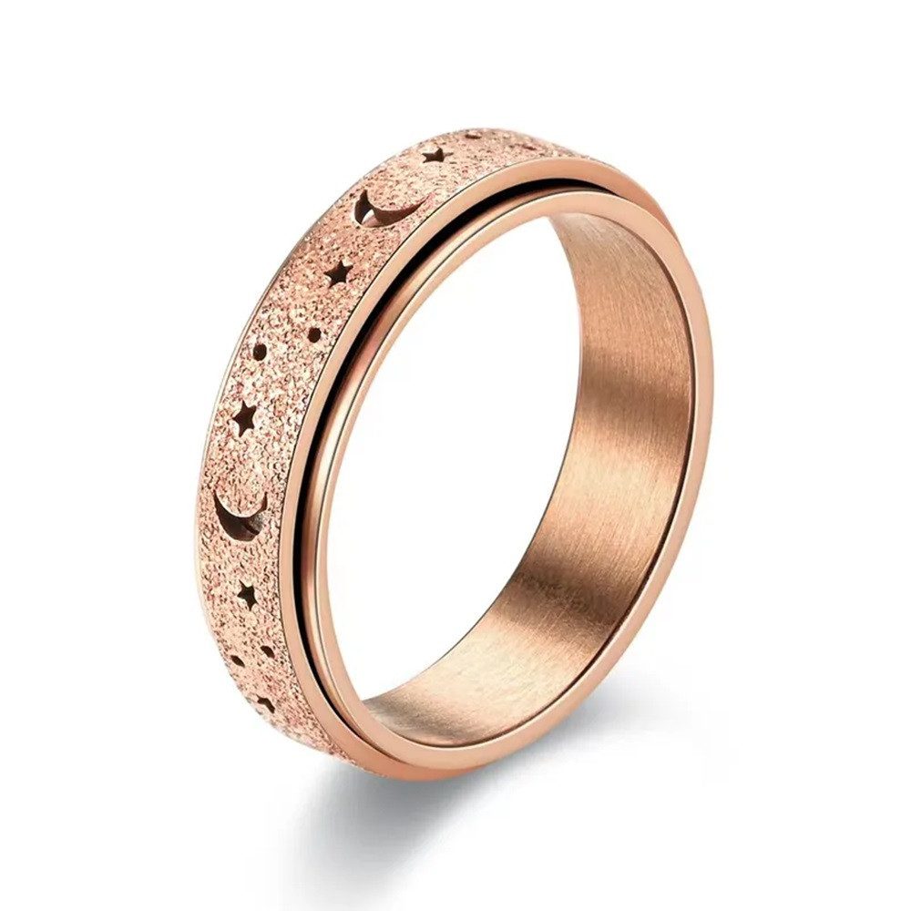 Eyecatcher Fingerring Anti Stress Fidget Ring Mond Sterne Anxiety Ring Langeweile, Drehbarer Ring, Beweglicher Ring – Bild 3 von 3