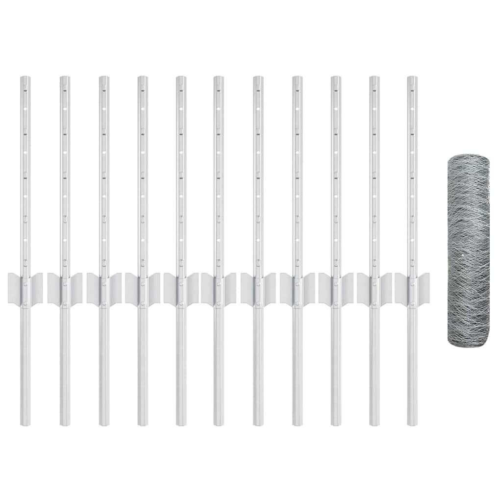 vidaXL Gartenzaun Zaun mit Pfosten Silber günstig online kaufen