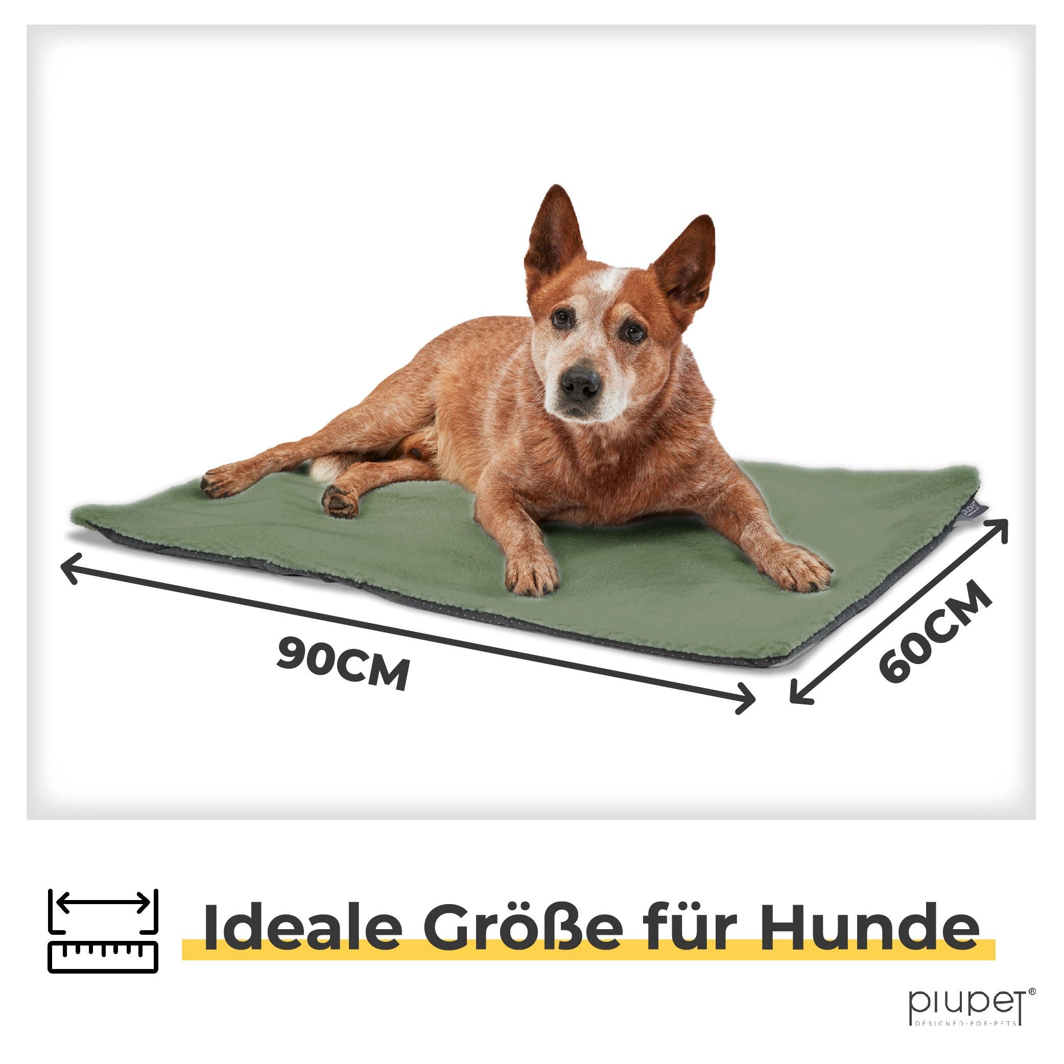 Piupet Tierdecke Selbstheizende Decke Hund I 90x60cm I Heizdecke ohne Strom, Vlies aus 100% Polyester