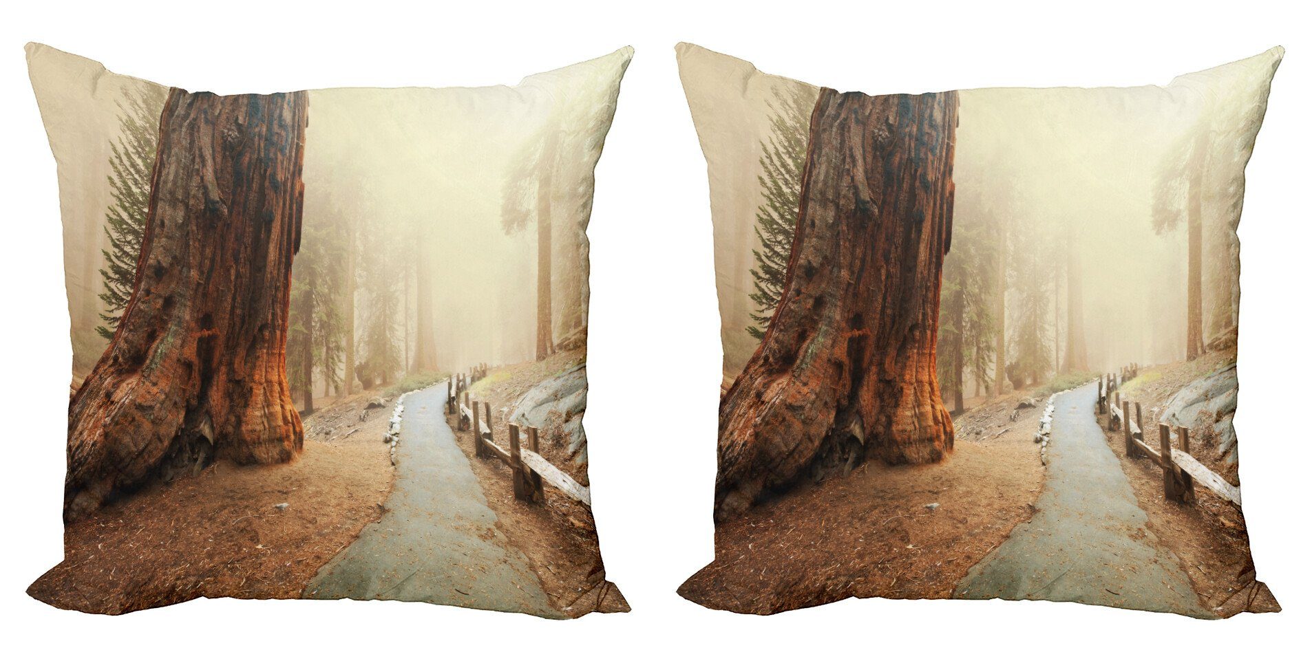 Kissenbezüge Modern Accent Doppelseitiger Digitaldruck, Abakuhaus (2 Stück), Landschaft Foggy Wald Woods