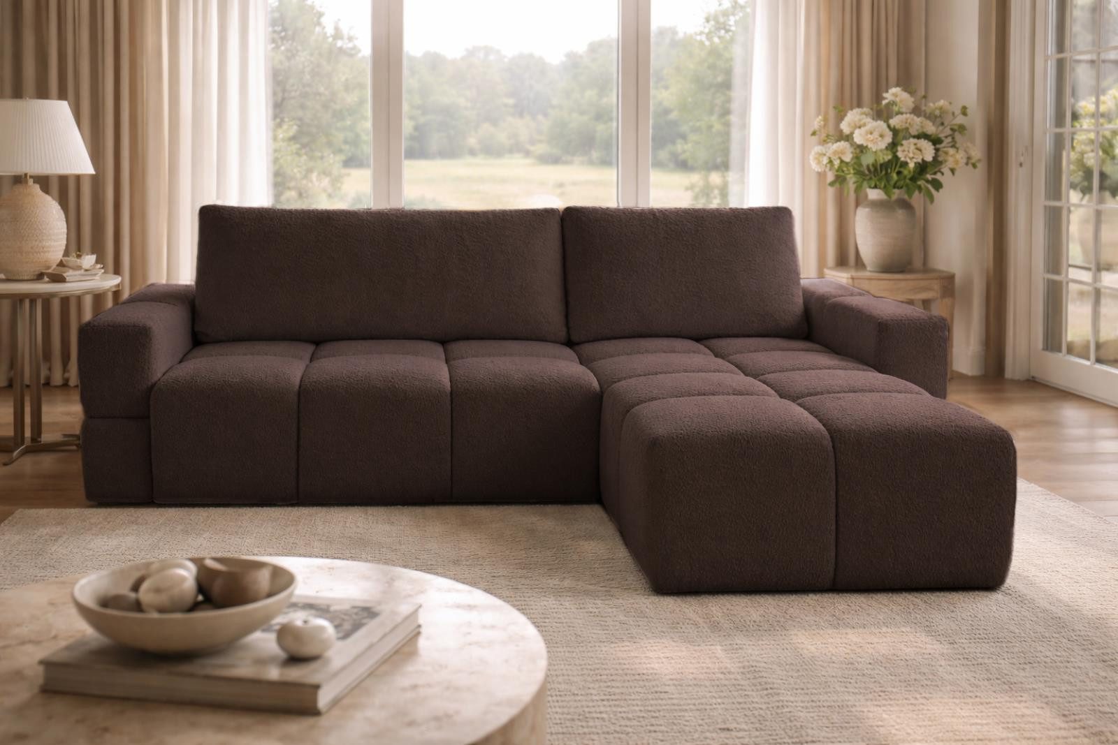 Compleo Ecksofa Schlafcouch, L-FORM, Uniwersell Ecksofa mit Bettfunktion, Stilvolles Design und maximaler Komfort