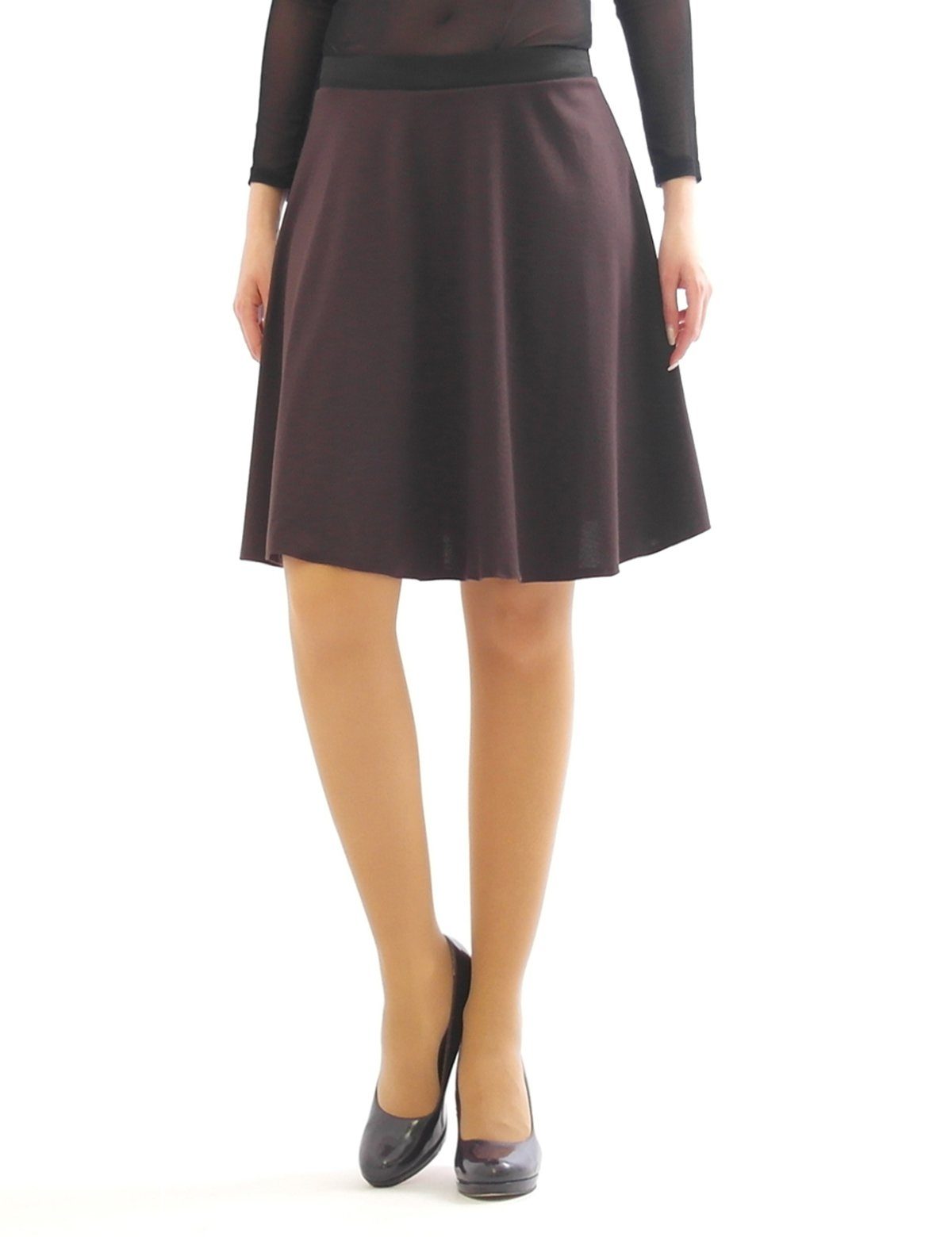 SYS Midirock Swing Rock Midi Falten-Rock Gummibund hohe Taille maxi Midiroc günstig online kaufen