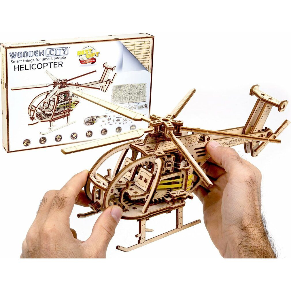 Wooden City 3D-Puzzle 3D-Puzzle Hubschrauber 173 Teile, Puzzleteile