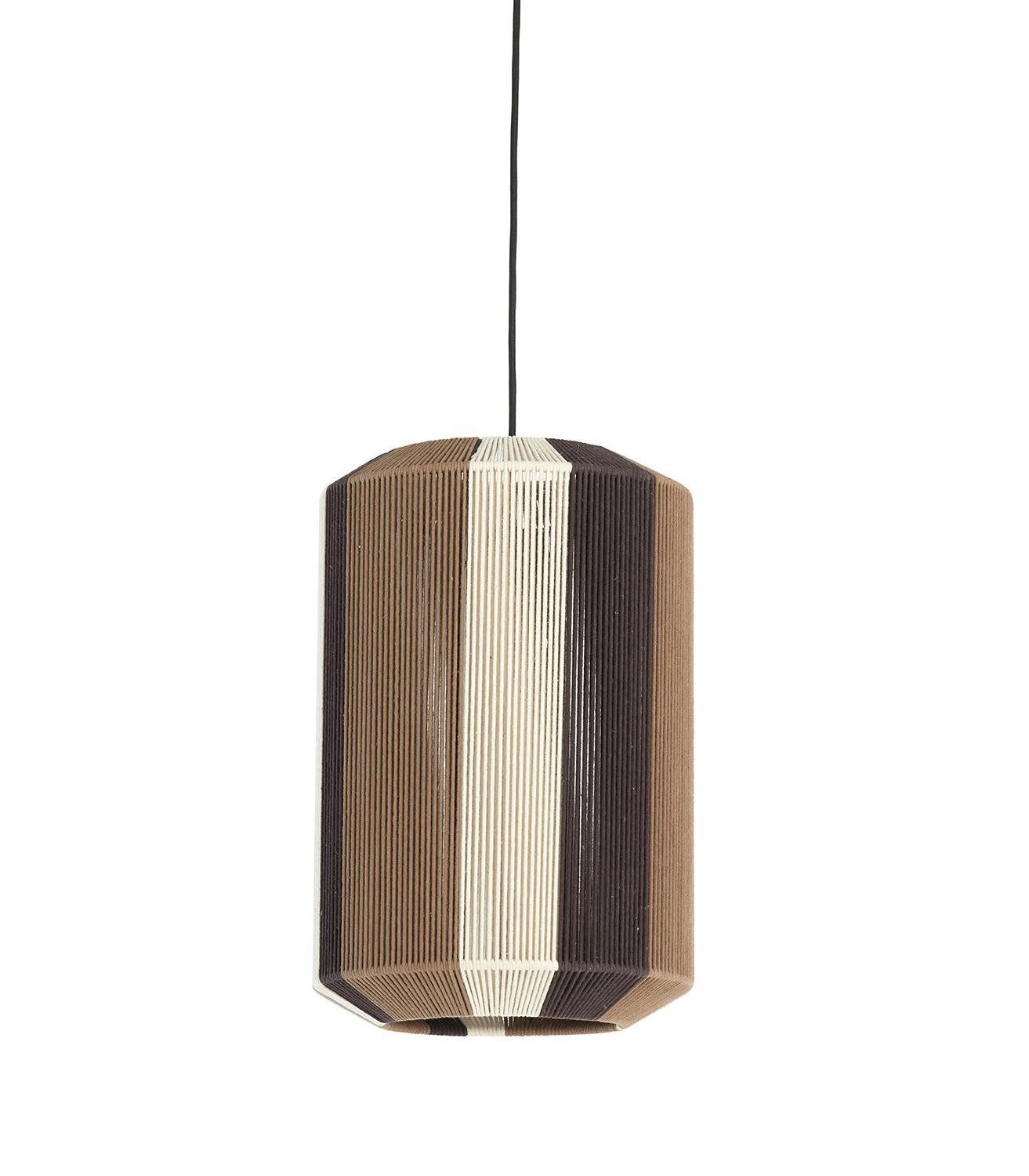 Light & Living Pendelleuchte KOZANA, 1-flammig, Braun, Creme, Schwarz, Metall, ohne Leuchtmittel, Textilschirm, Ø 30 x H 46 cm