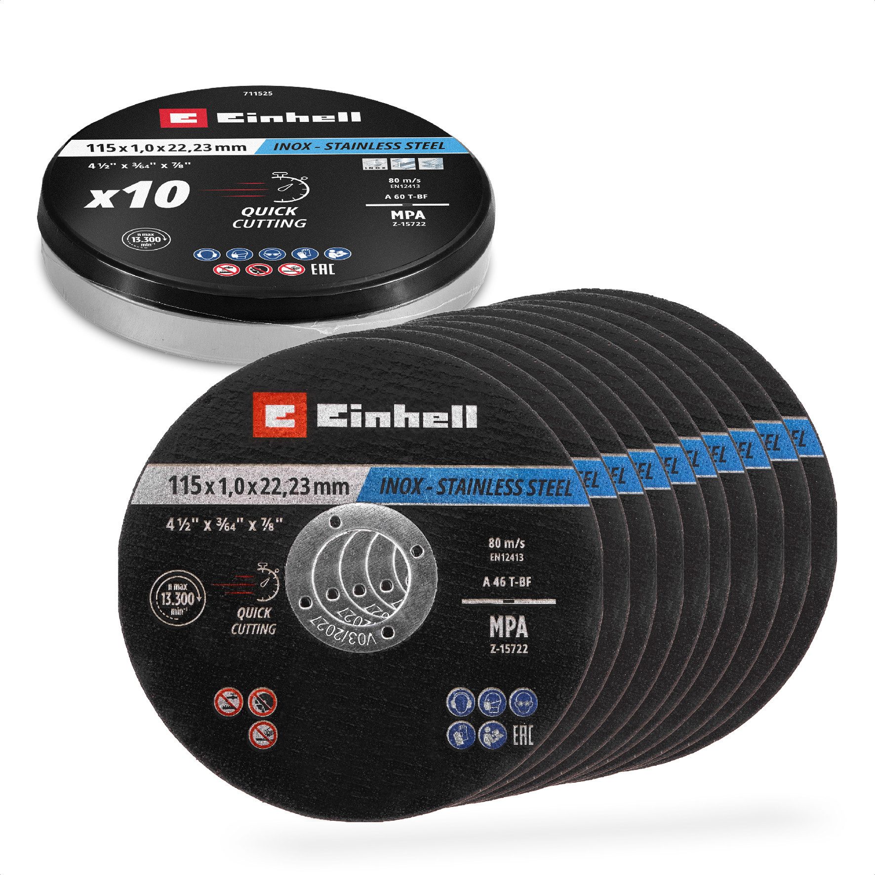 Einhell Trennscheiben Original Einhell Trennscheiben Metall, 10-tlg., Ø 115 mm in Dose (Schn, (711525-tlg), Original Einhell Trennscheiben Metall, 10-tlg., Ø 115 mm in Dose (Schn