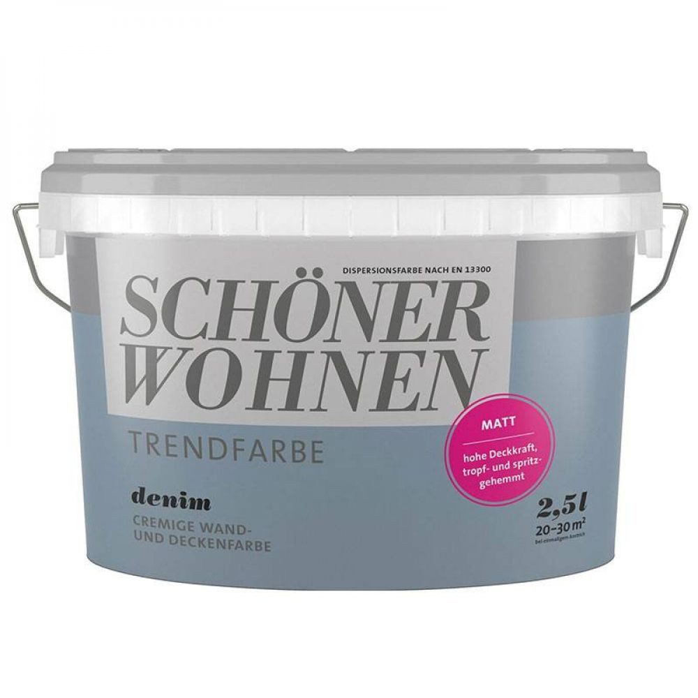 SCHÖNER WOHNEN FARBE Wandfarbe SW Trend Wandfarbe matt 2,5L Denim 5565