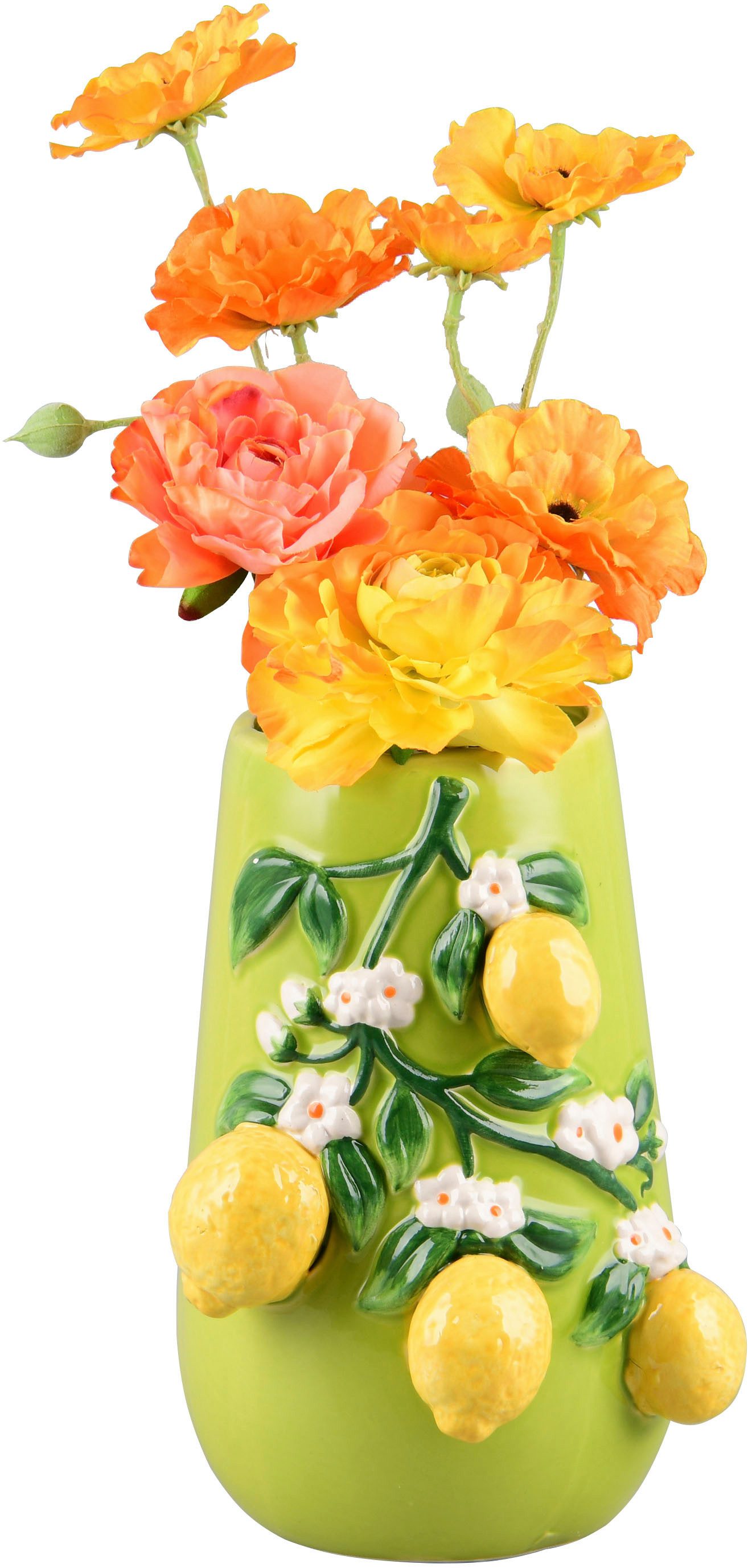 MIRRORS AND MORE Dekovase CITRI (1 St), Bunte Dekovase mit Zitronen