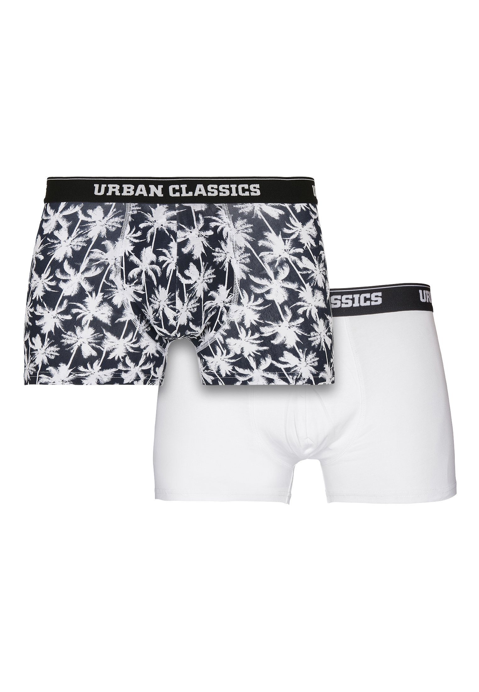 URBAN CLASSICS Boxershorts Herren Men Boxer Shorts Double Pack (1-St) palm aop white | Boxershorts