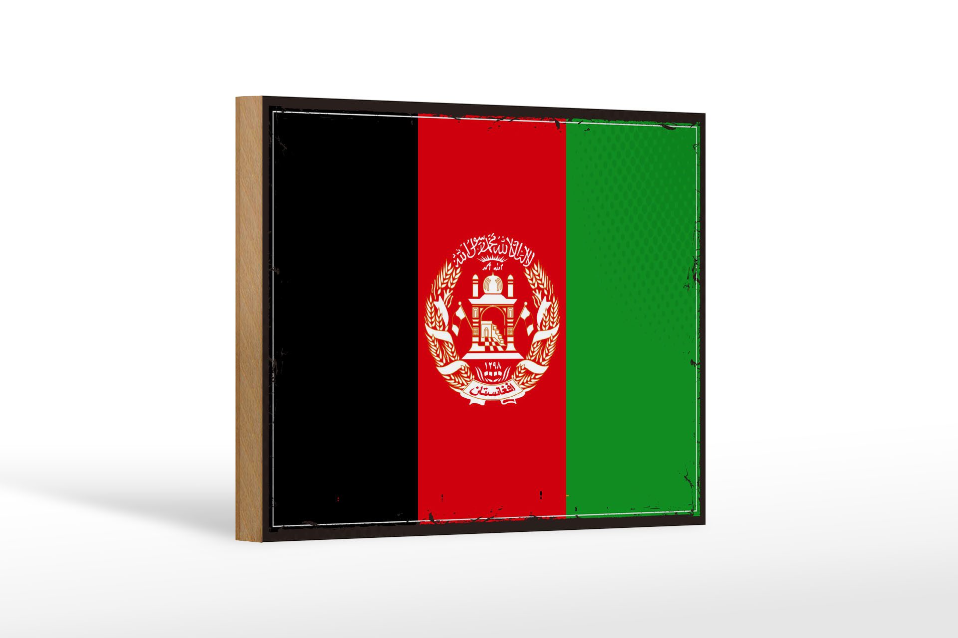 Femer GmbH Holzbild Flagge Afghanistans 18x12 cm Retro Afghanistan, Flaggen (1 St), Glatte Holzfaserplatte (MDF), vorn beschichtet
