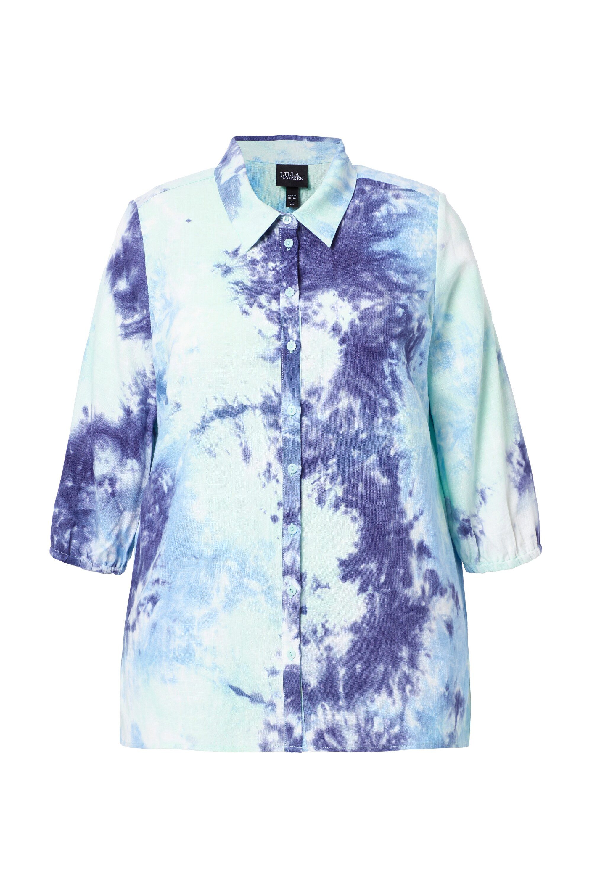 Longbluse Bluse Leinenmix Hemdkragen 3/4-Arm
