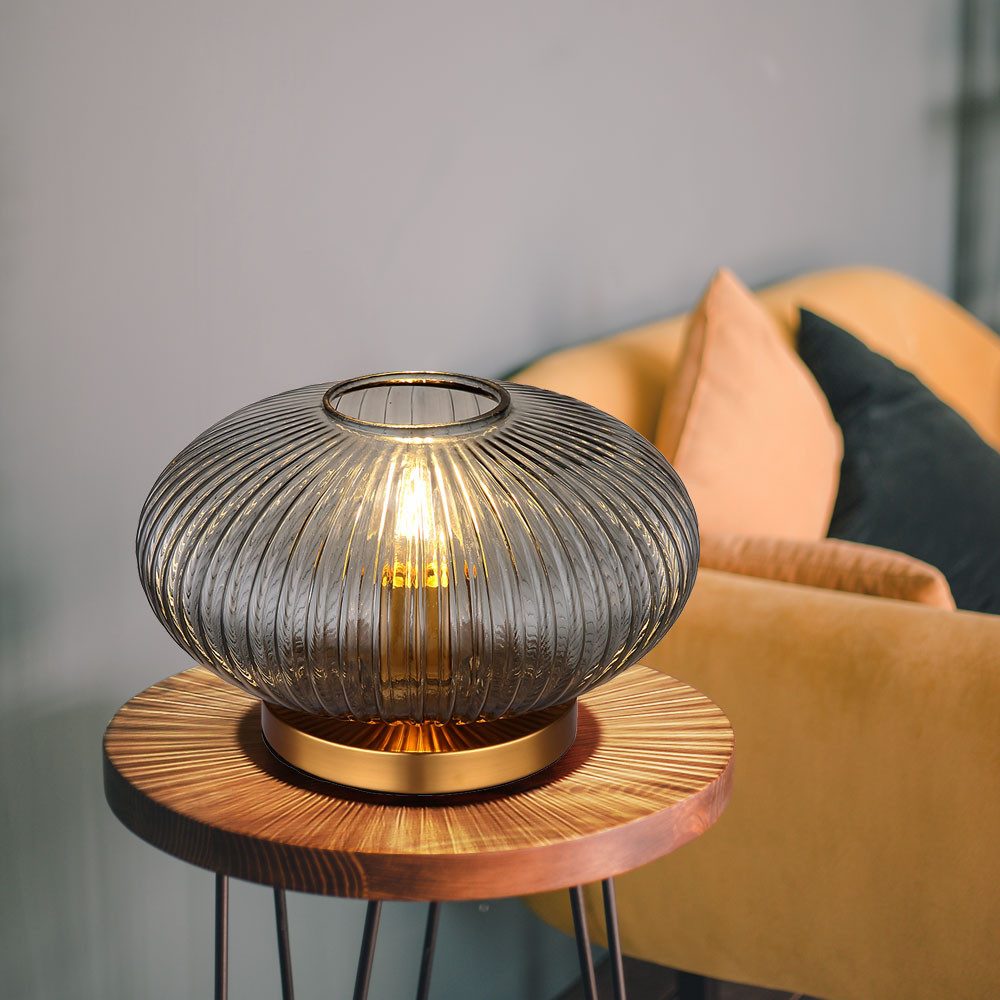 GLOBO LIGHTING LED Tischleuchte, Leuchtmittel inklusive, Warmweiß, Tischlampe LED Tischleuchte Nachttischlampe Retro Wohnzimmerlampe Glas