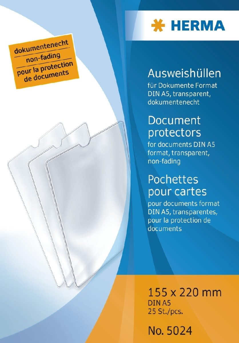 HERMA Schreibgeräteetui Ausweishülle 155x220mm für Dokumente DIN A5