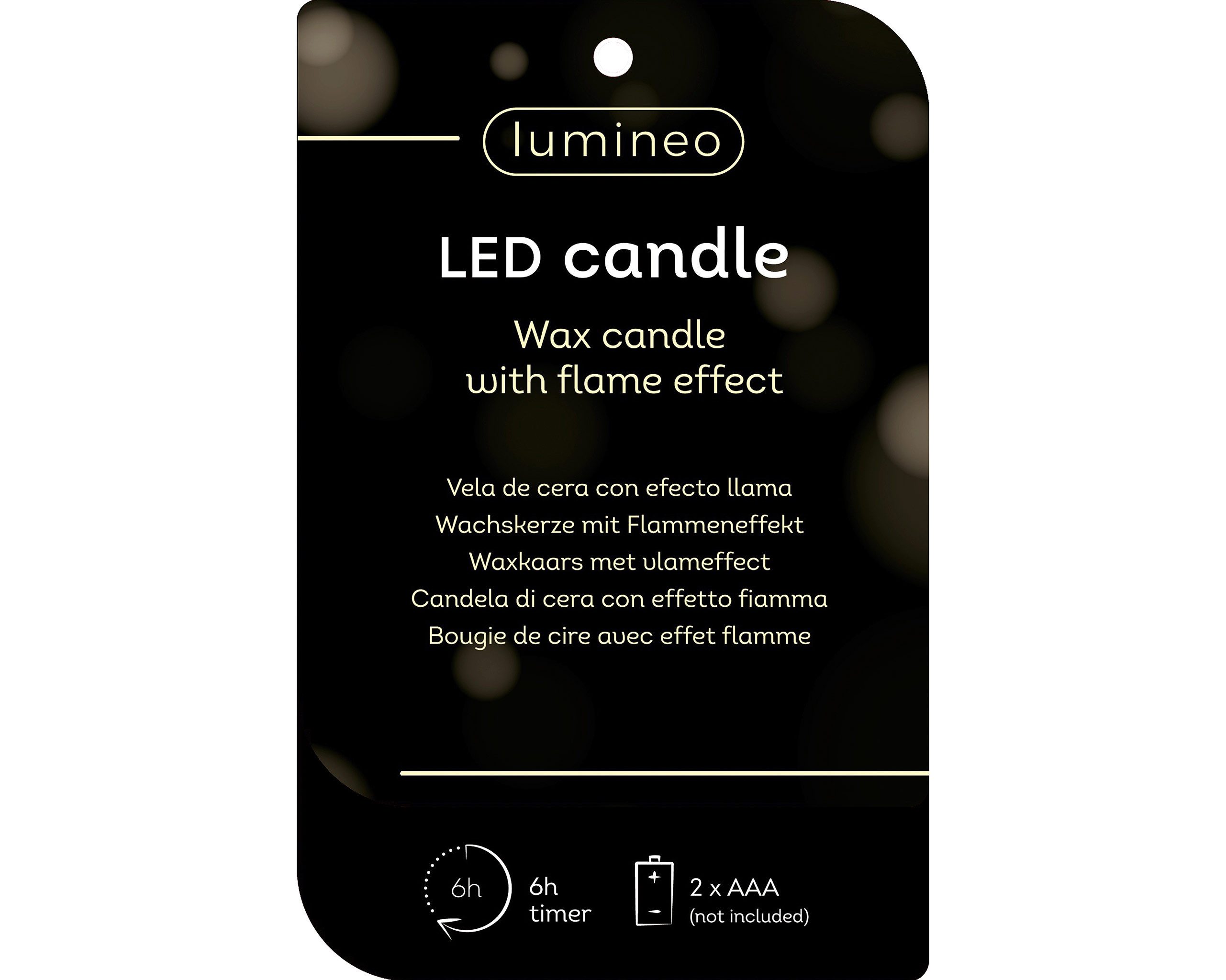 Lumineo LED-Kerze, Timer, warmweiß, LED Kerze 7x10cm mit Timer gerillt Wachs Schwarz / Warmweiß