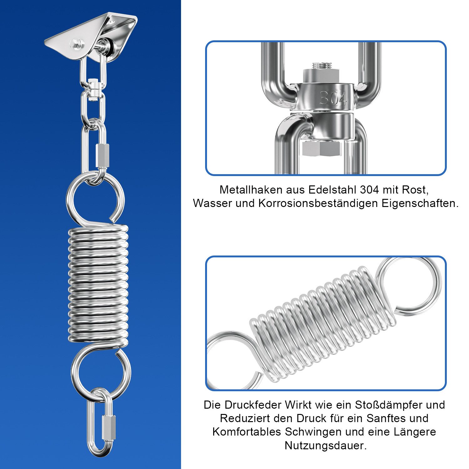 Clanmacy Deckenhalter Deckenhalter Deckenhaken Edelstahl 360°Drehen bis 400KG Schaukelhaken, (1-St)