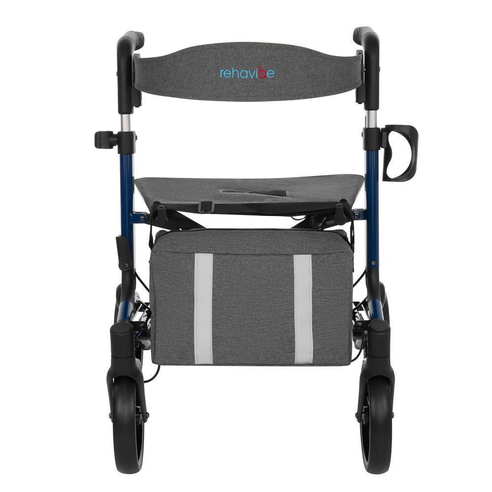 Rehavibe Rollator Leichter Aluminium-Rollator mit Softreifen & abnehmbarer Rückenlehne