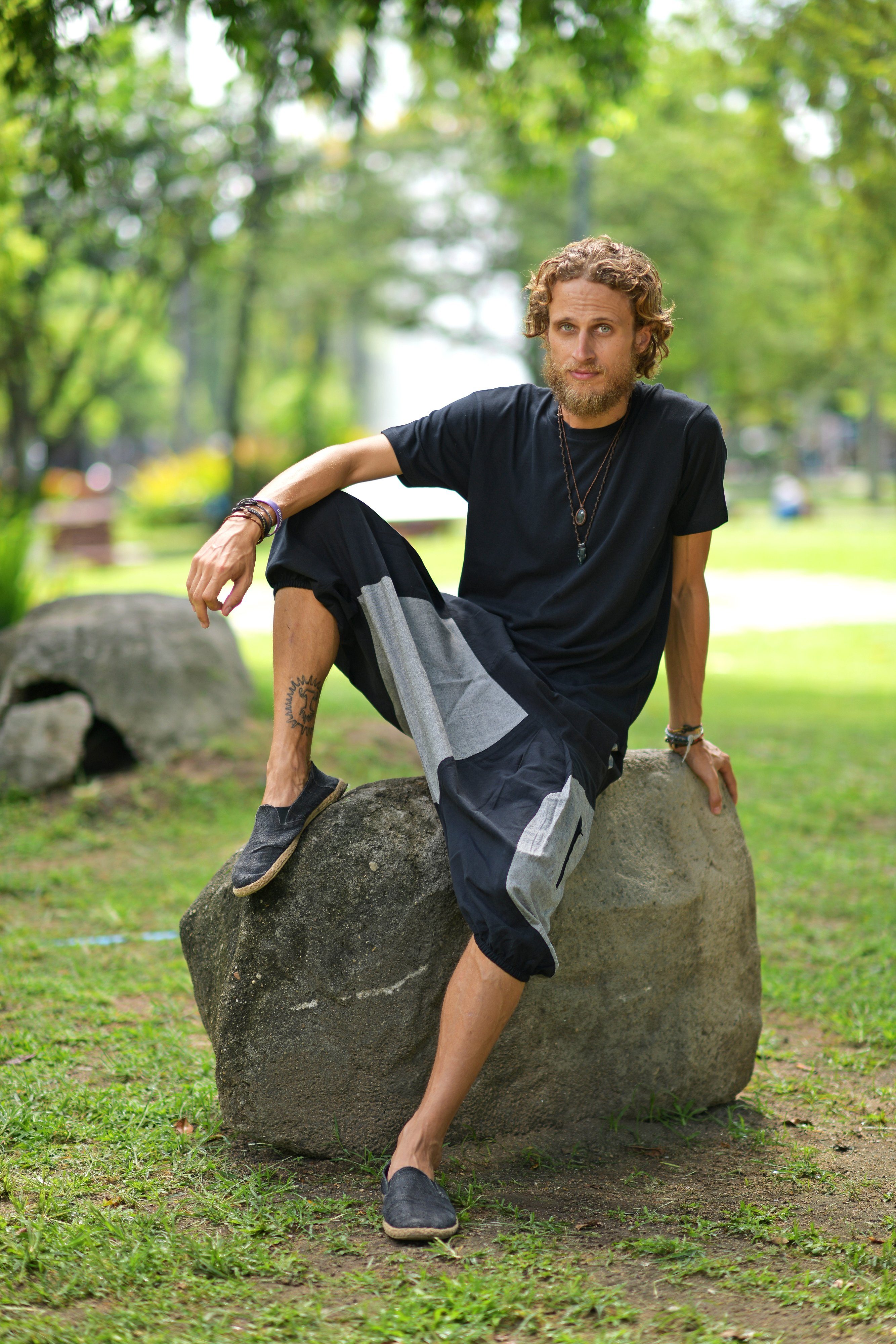 virblatt Shorts Haremshose Herren kurz & kurze Haremshose Damen, Unisex, Goa Hose Aladinhose Herren Kurz