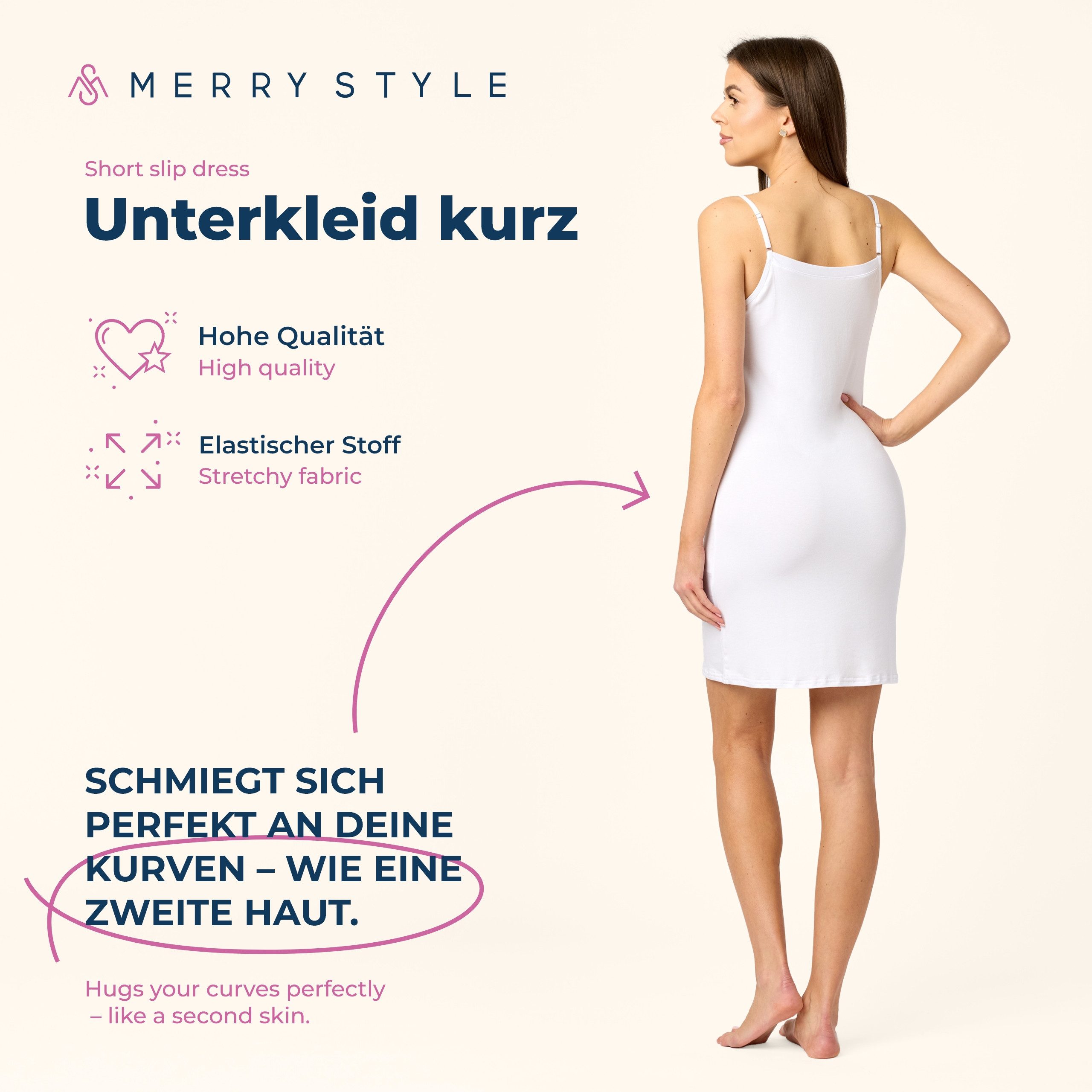 Merry Style Unterkleid Damen kurz Viskose MS10-315 (1-tlg) verstellbare Träger