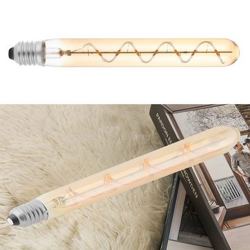 oyajia Flutlichtstrahler 2 Stück T30 Vintage LED-Glühlampe 4 W Retro-Edison-Glühlampe 3000K, LED wechselbar, Warmweiß, 4 W Langes Röhrenförmiges LED Glühlampe, mittlerer E27-Sockel