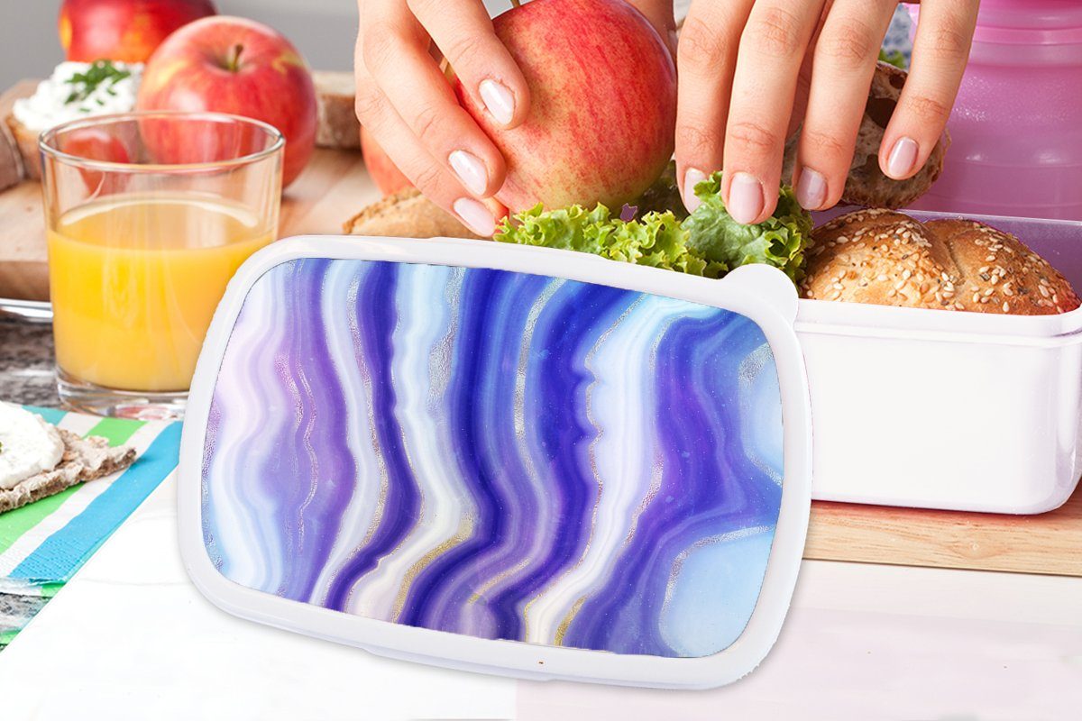 MuchoWow Lunchbox Neon - Achatstein Mädchen Abstrakt, Kunststoff, - für Brotdose, Jungs weiß Erwachsene, Brotbox für und und (2-tlg), Kinder