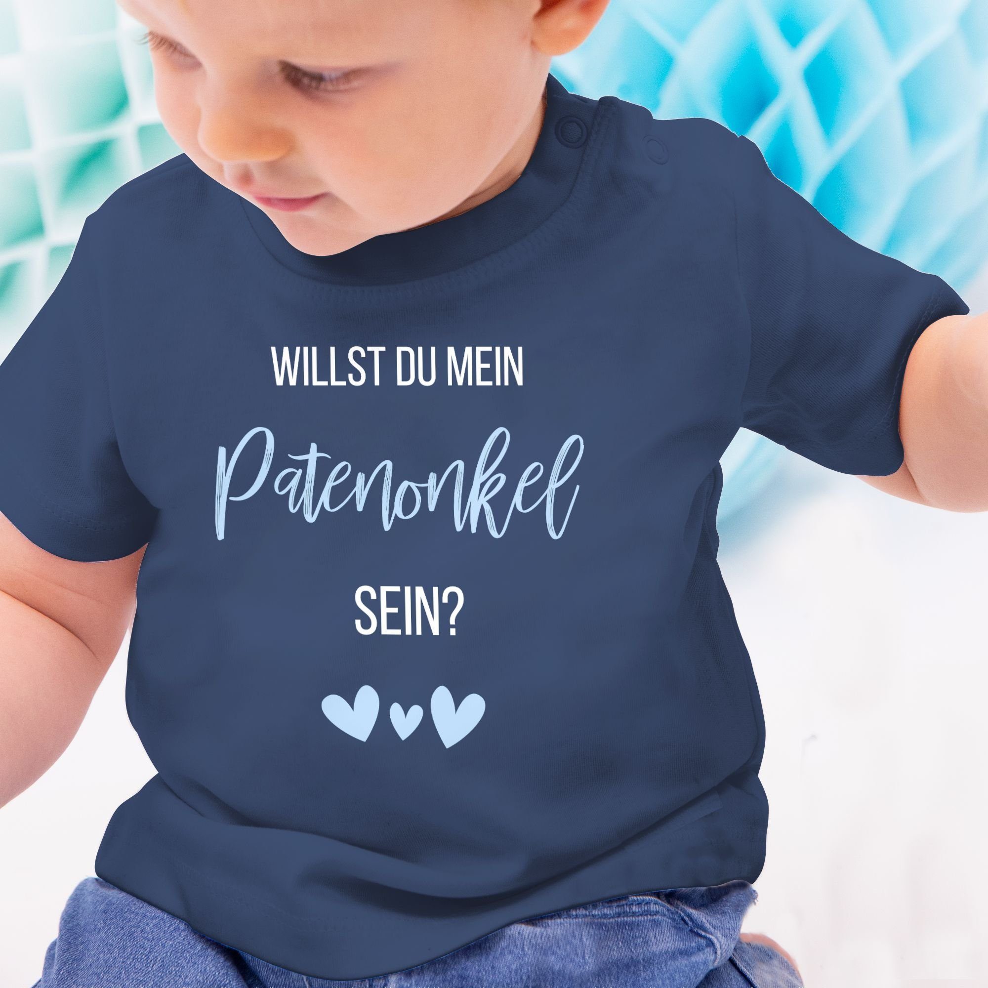 Patenonkel 1 sein? Blau Baby T-Shirt Navy Patenonkel Willst du mein Babyblau Shirtracer