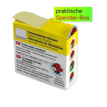 TimeTEX Sticker Belobigungs-Aufkleber "Marienkäfer" in Spender-Box, 500 Stück