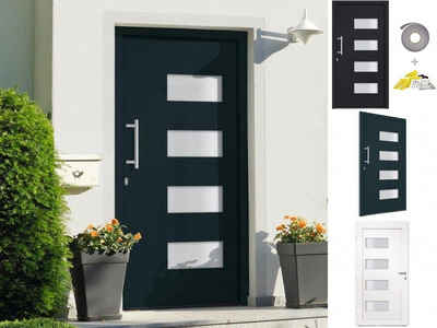 vidaXL Haustür Haustür Aluminium und PVC Anthrazit 100x200 cm Eingangstür Außentür Li