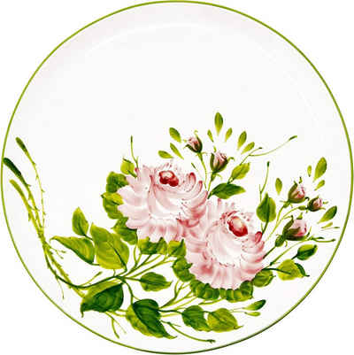 Lashuma Servierplatte Rose, Keramik, (1-tlg., 34 cm), Buffetplatte rund mit Blumen Motiv