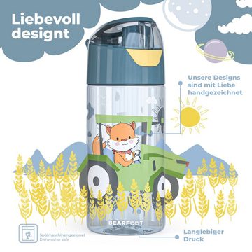 BEARFOOT Trinkflasche Trinkflasche Kinder, leichte Wasserflasche - Traktor Fuchs