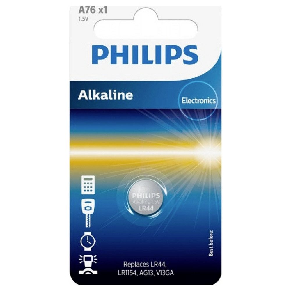 Philips Philips Knopfzelle LR44 1.5 V 1 St. Alkali-Mangan A76 Knopfzelle