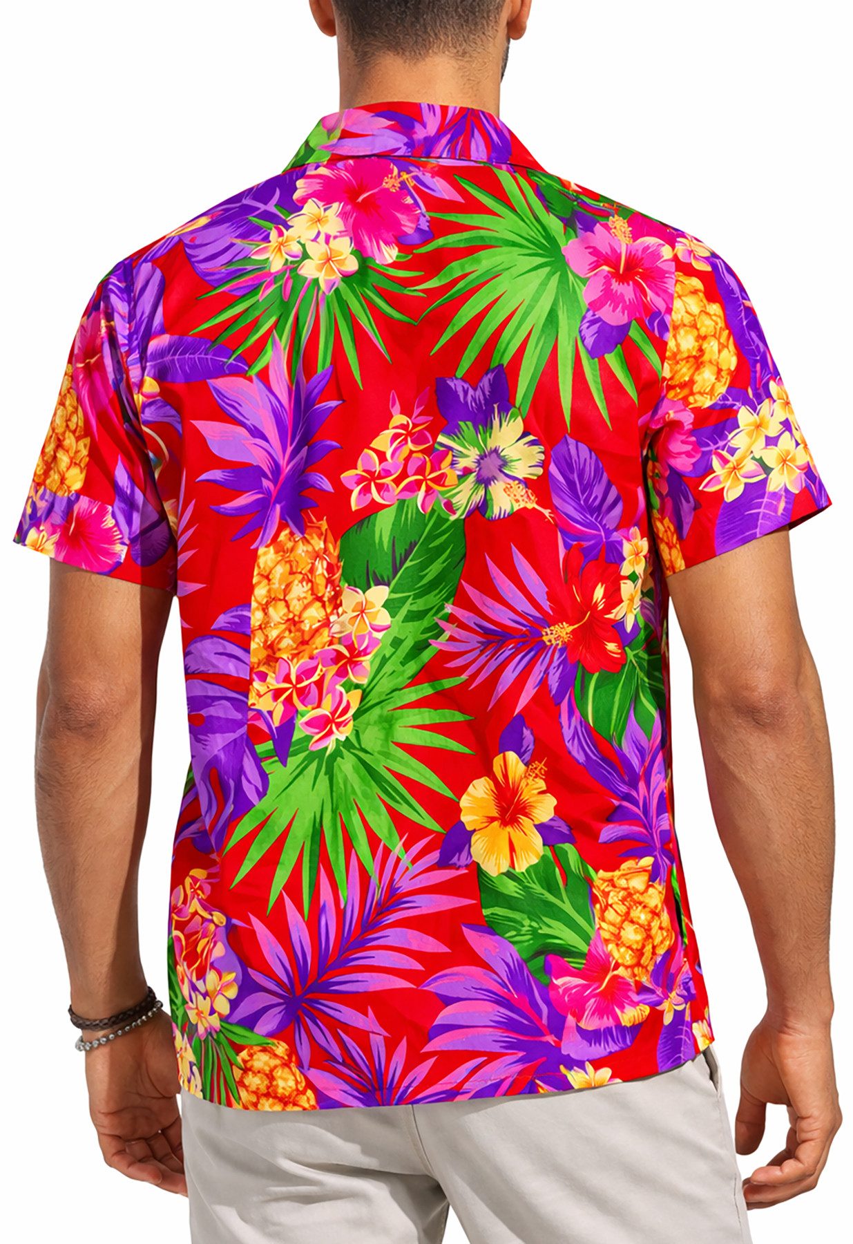King Kameha Hawaiihemd "Pineapple" Funky Hawaii-Hemd Herren Kurzarm Front-Tasche Stylish – Bild 4 von 5