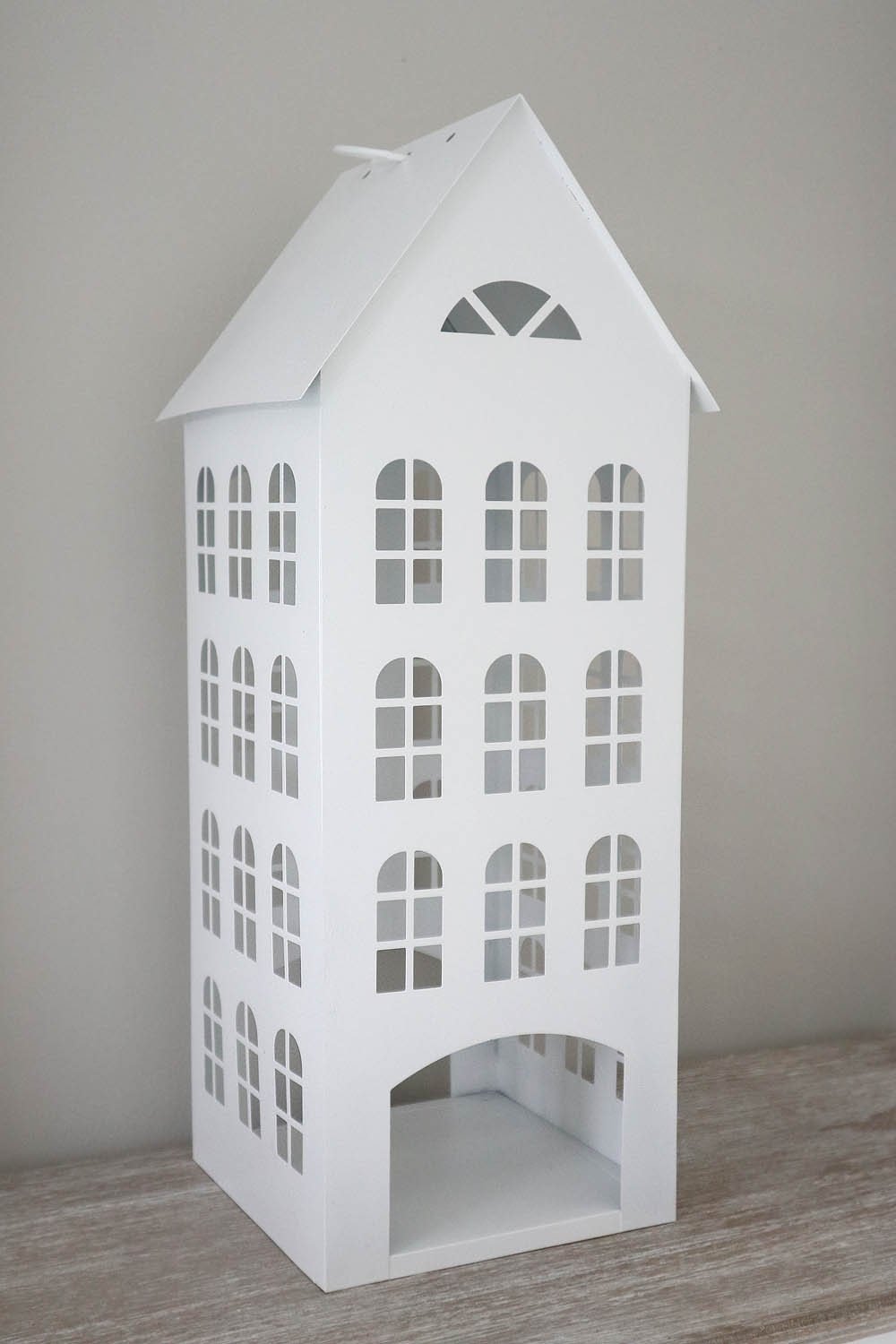 Grafelstein Kerzenlaterne Laterne WHITE HOME weiß Haus aus Metall H60cm Dekohaus